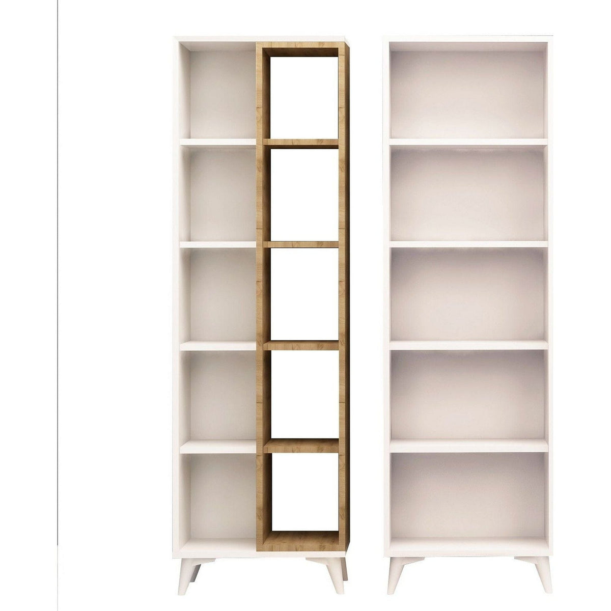 Biblioteca POTENZA, stejar/alb, PAL melaminat, 100x25x162 cm