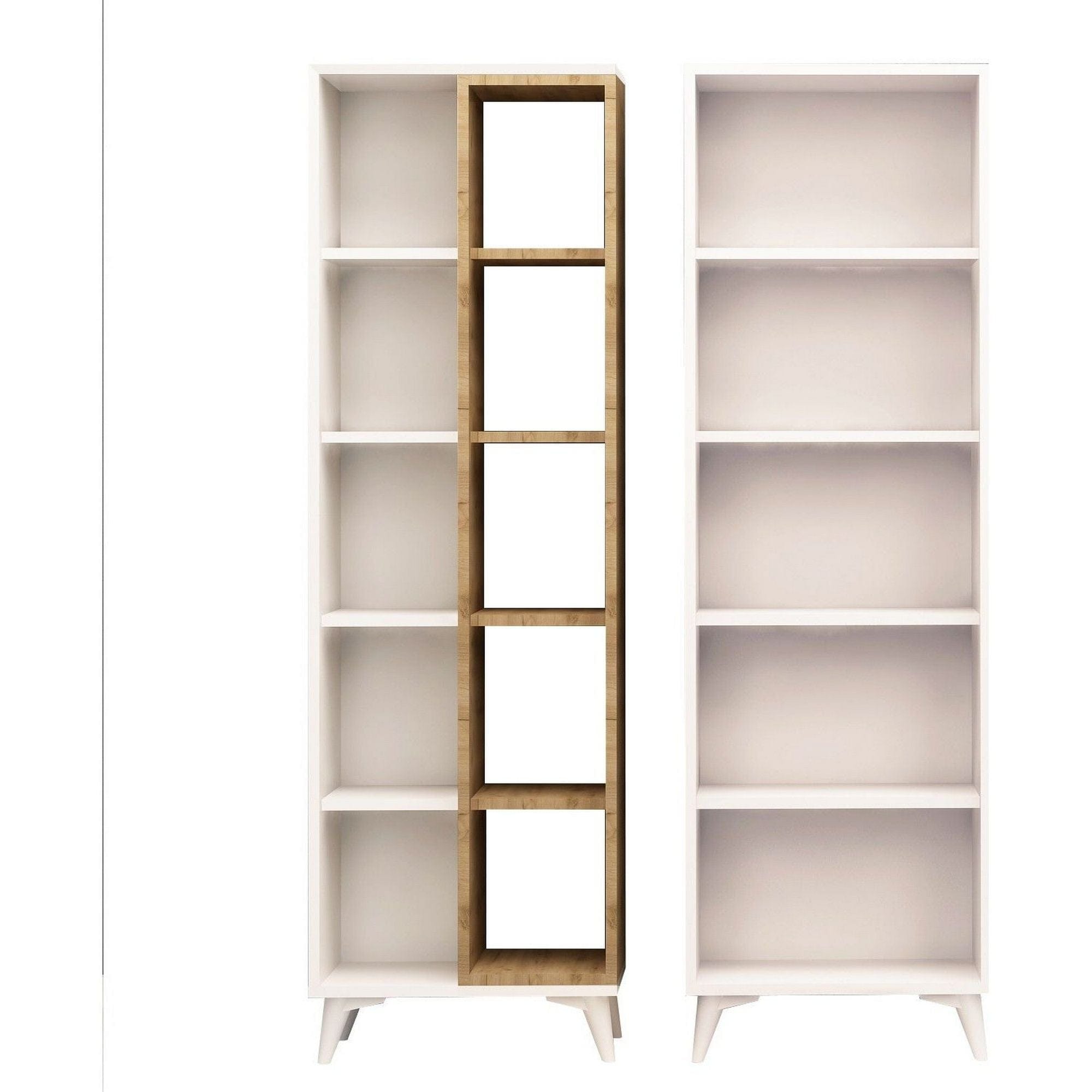 Biblioteca POTENZA, stejar/alb, PAL melaminat, 100x25x162 cm