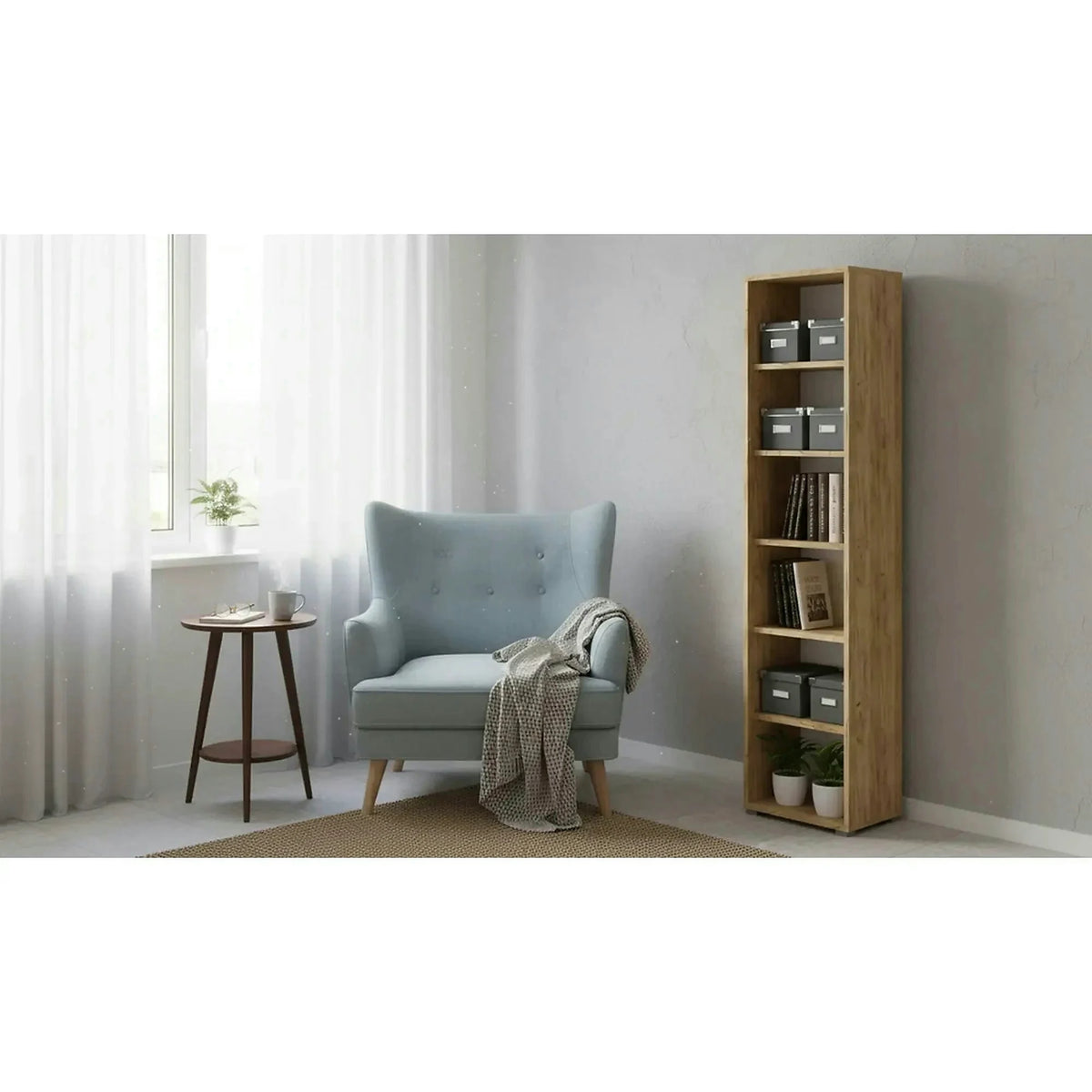 Biblioteca RIOMA TYP 02, stejar artisan, DTD laminat, 50x38x218 cm