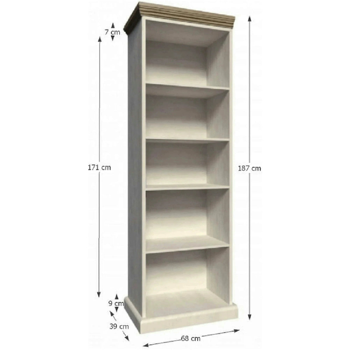 Biblioteca ROYAL RW, pin nordic/stejar salbatic, PAL melaminat, 68x39x187 cm