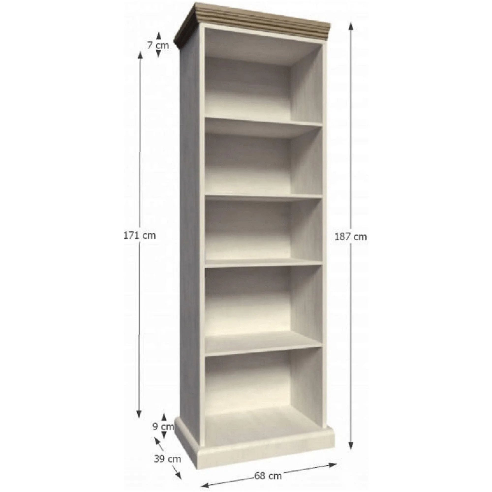 Biblioteca ROYAL RW, pin nordic/stejar salbatic, PAL melaminat, 68x39x187 cm