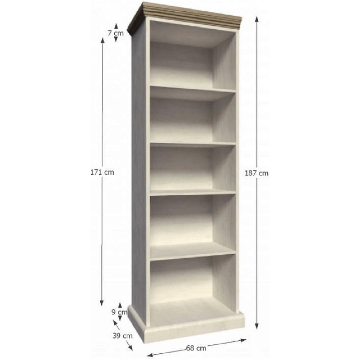 Biblioteca ROYAL RW, pin nordic/stejar salbatic, PAL melaminat, 68x39x187 cm