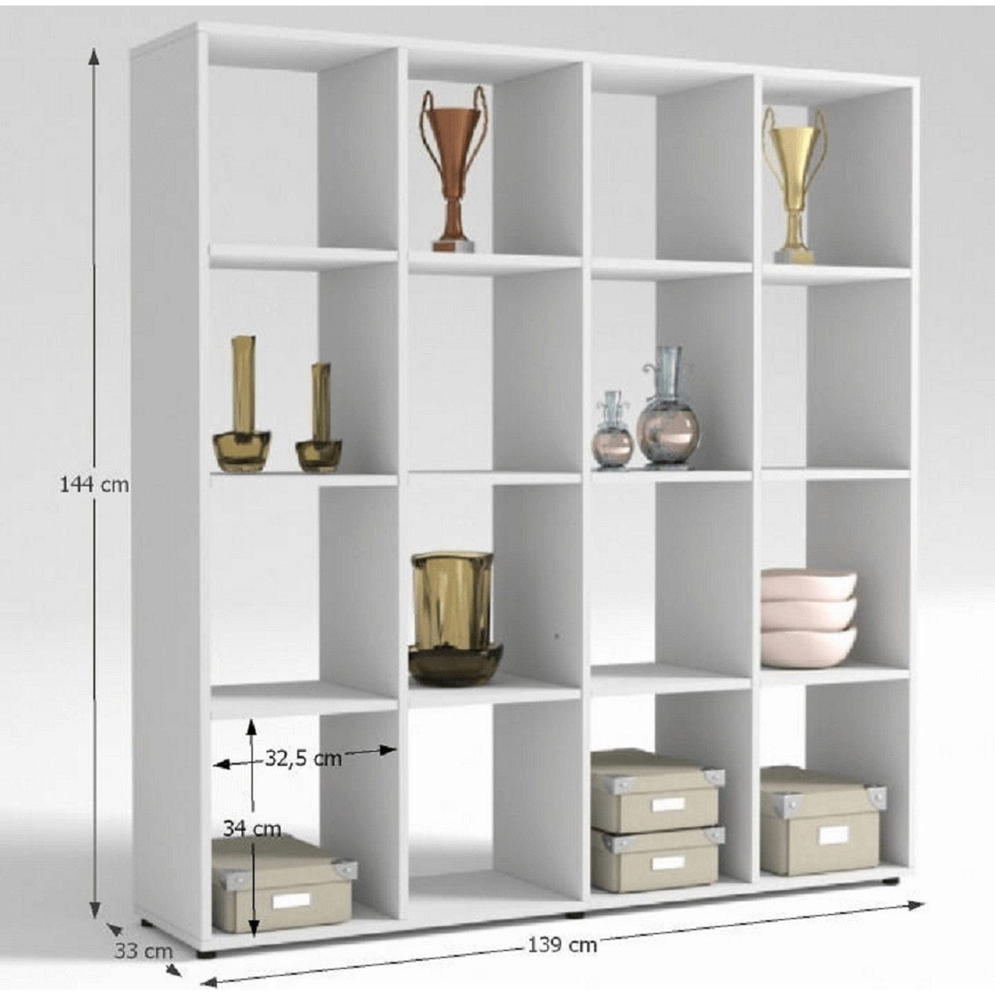 Biblioteca SARAH, alb, PAL melaminat, 139x33x144 cm