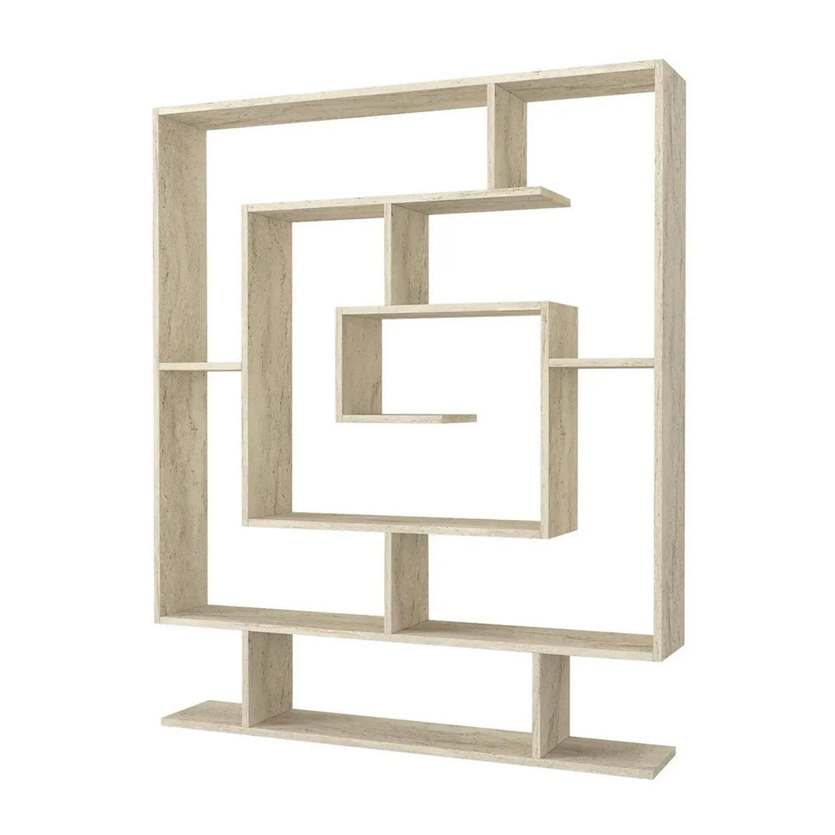 Biblioteca SARMASIK, efect de piatra travertin, PAL melaminat, 125x22x150 cm