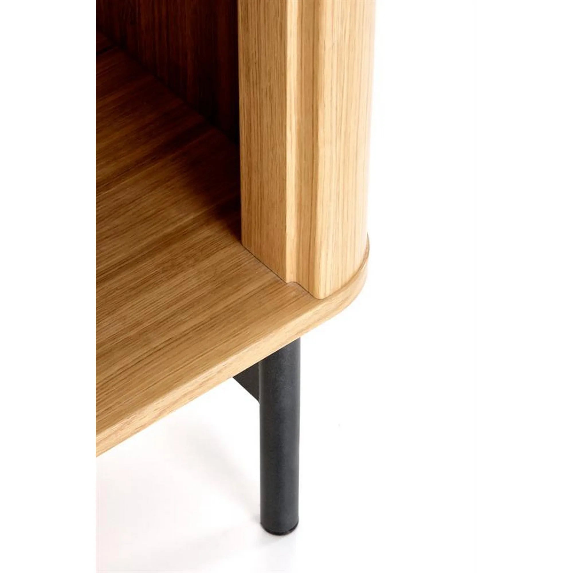 Biblioteca SMART, stejar/negru, PAL/furnir/metal, 117x37x153 cm