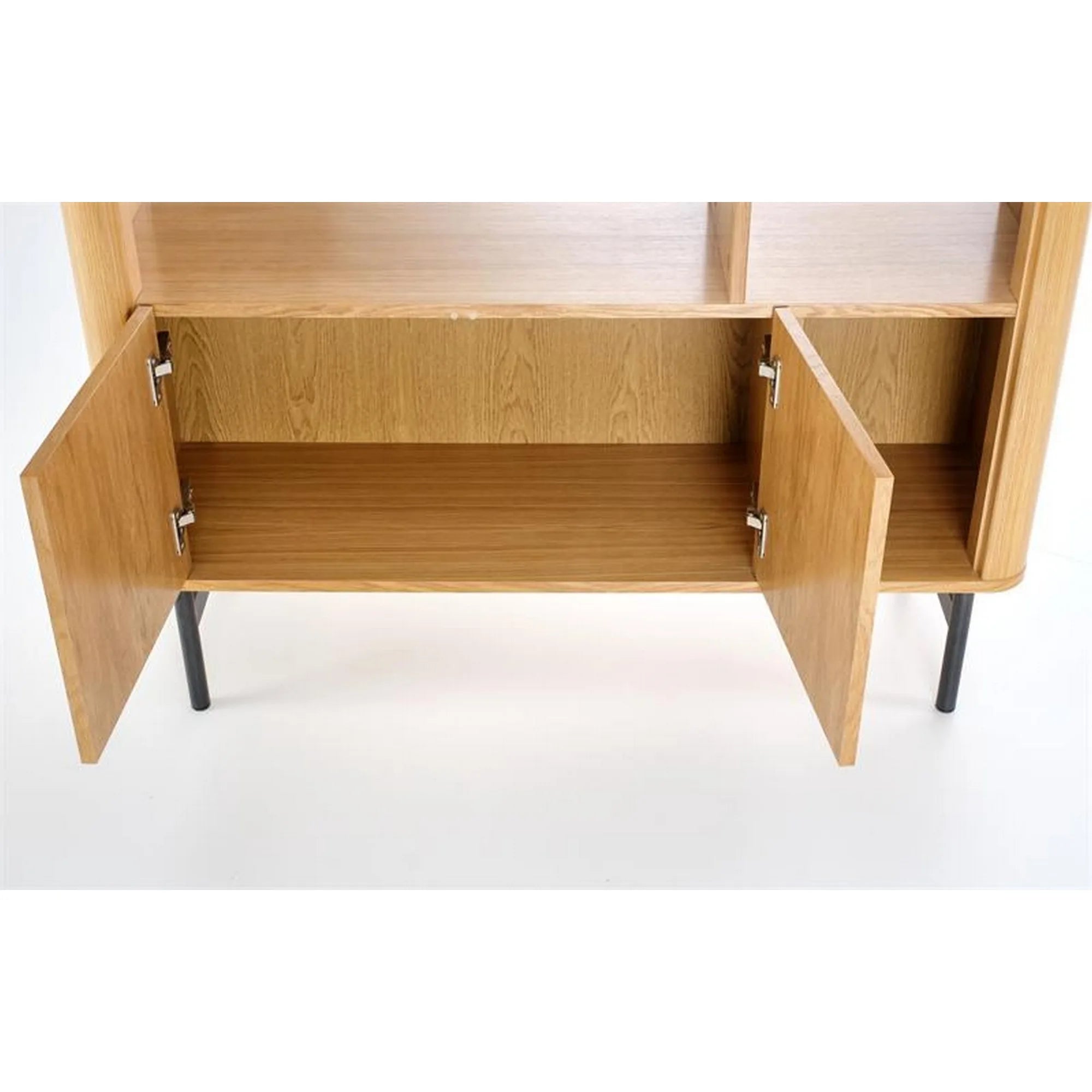 Biblioteca SMART, stejar/negru, PAL/furnir/metal, 117x37x153 cm