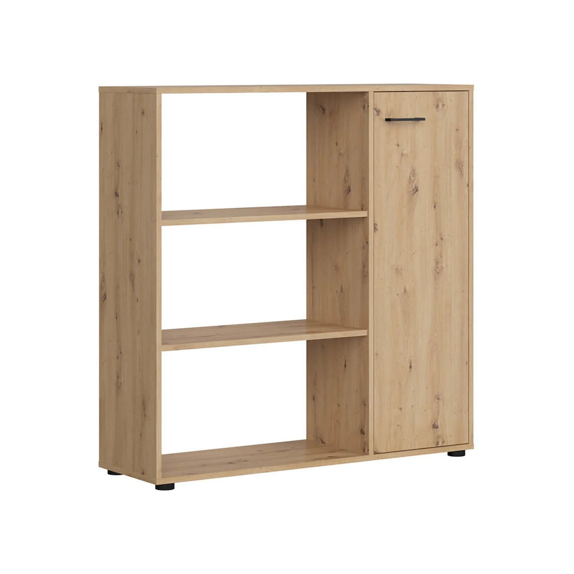 Biblioteca SPACE OFFICE, stejar artisan/negru, PAL laminat, 120x37x122 cm