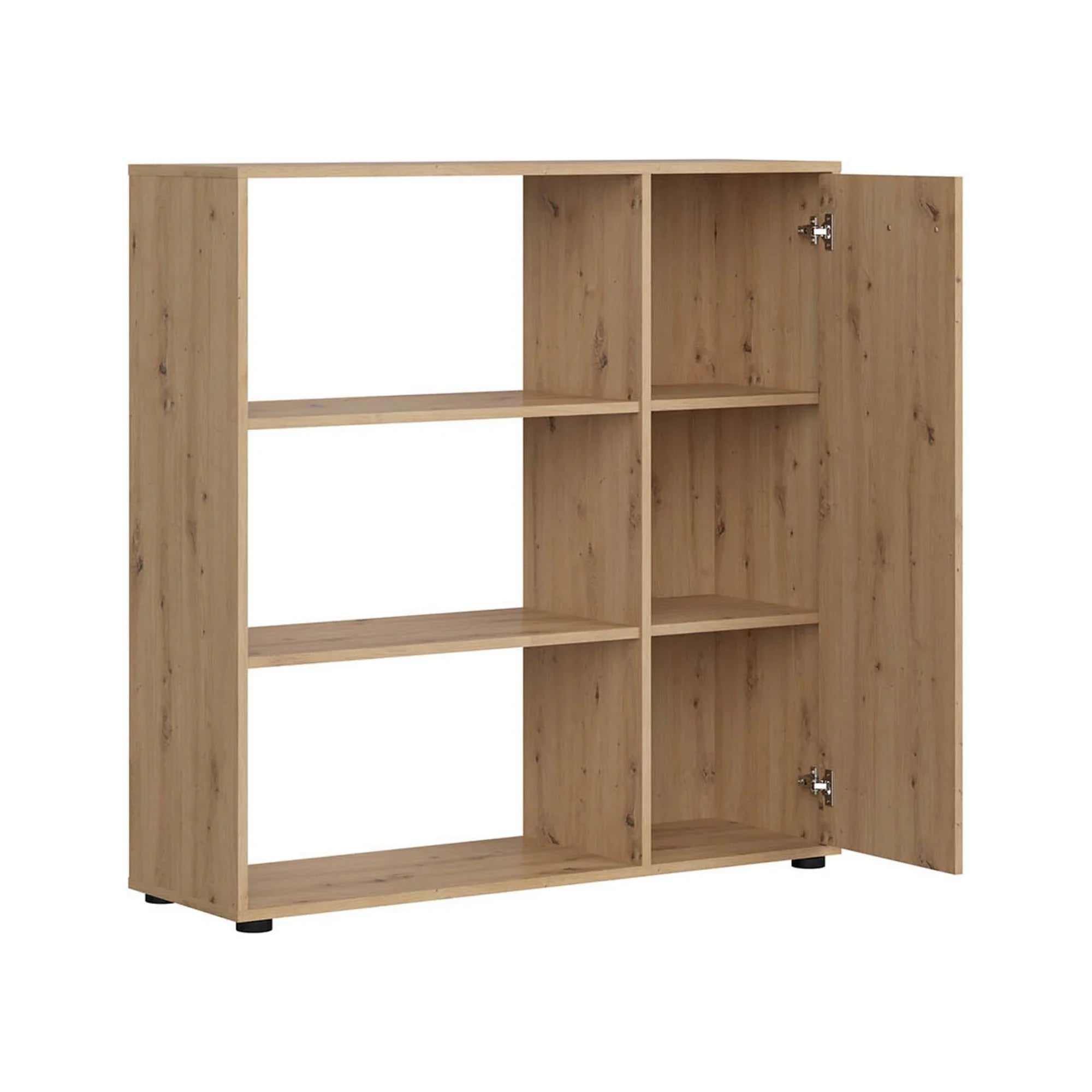 Biblioteca SPACE OFFICE, stejar artisan/negru, PAL laminat, 120x37x122 cm