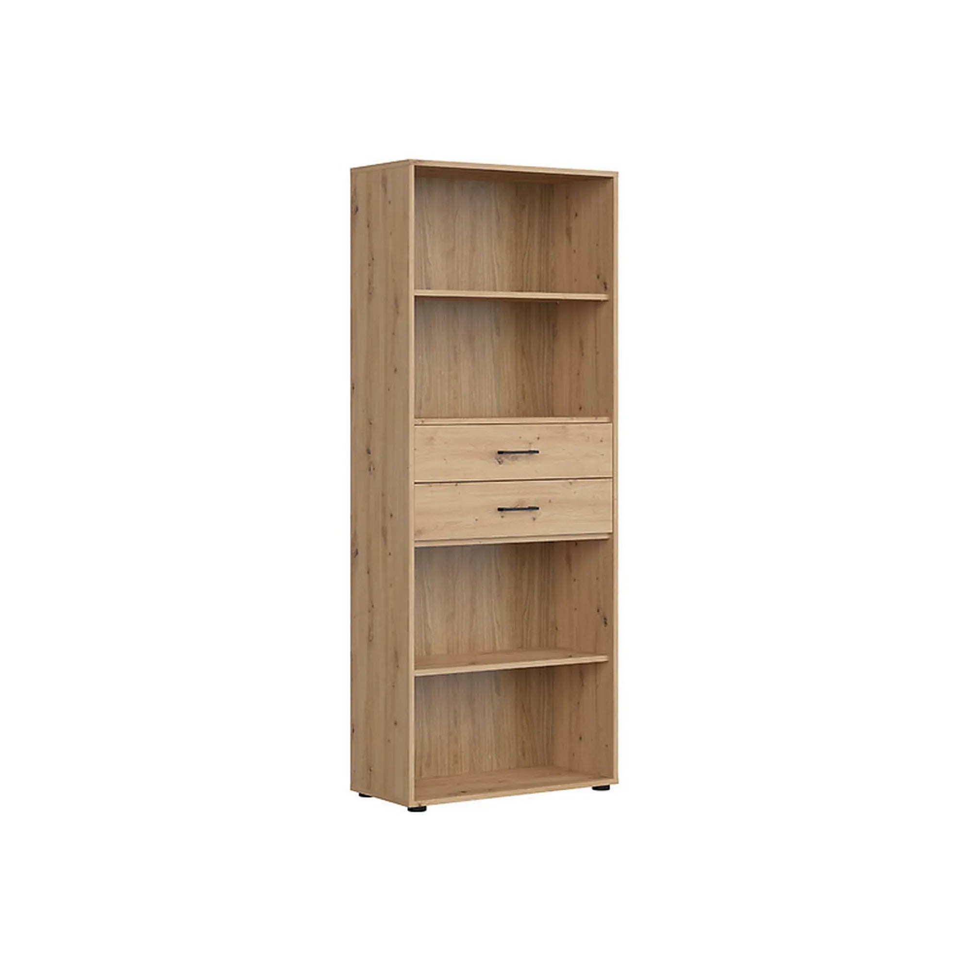 Biblioteca SPACE OFFICE, stejar artisan, PAL laminat, cu 2 sertare, 80x37x203 cm