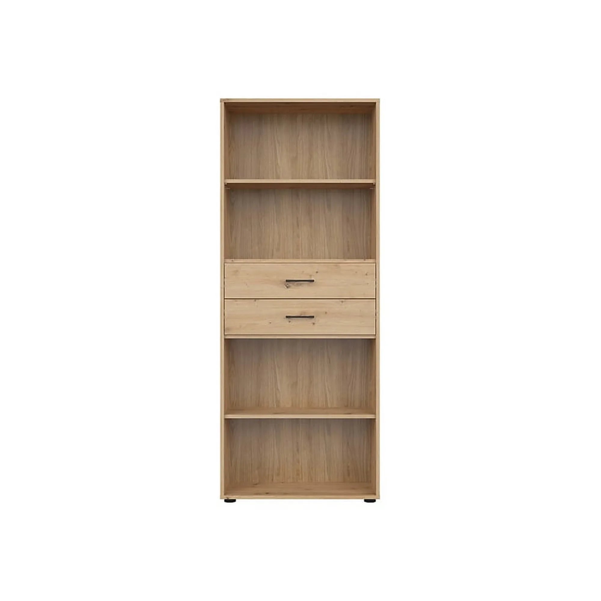 Biblioteca SPACE OFFICE, stejar artisan, PAL laminat, cu 2 sertare, 80x37x203 cm
