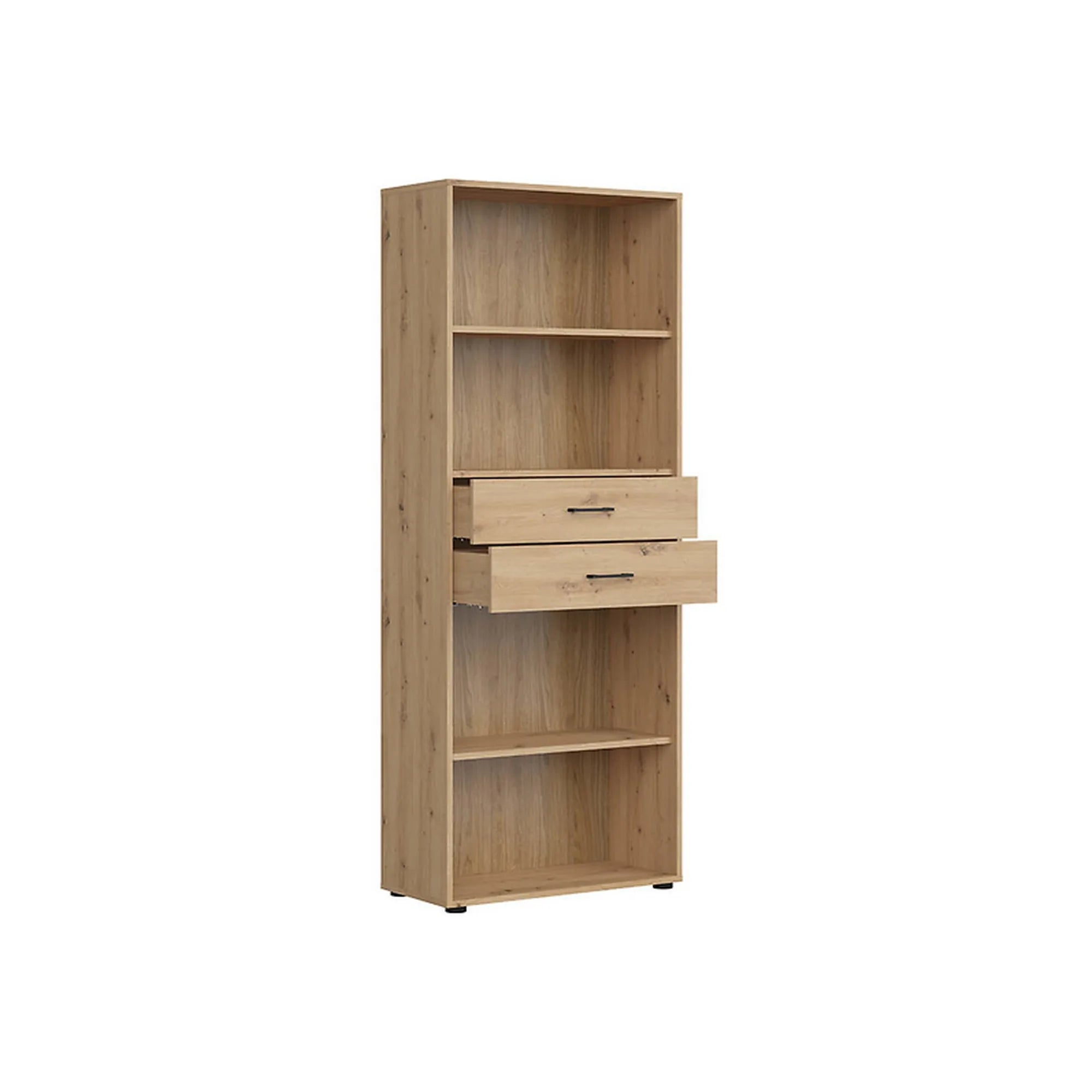 Biblioteca SPACE OFFICE, stejar artisan, PAL laminat, cu 2 sertare, 80x37x203 cm
