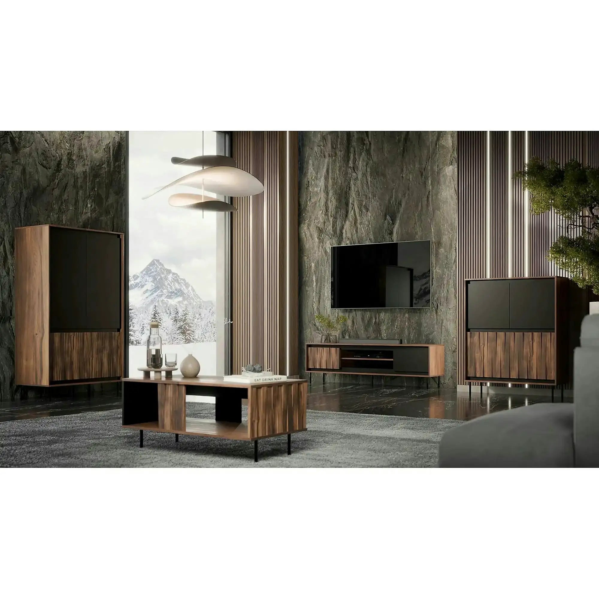 Biblioteca SWING W-1, nuc/negru, PAL laminat/metal, 53x40x179 cm