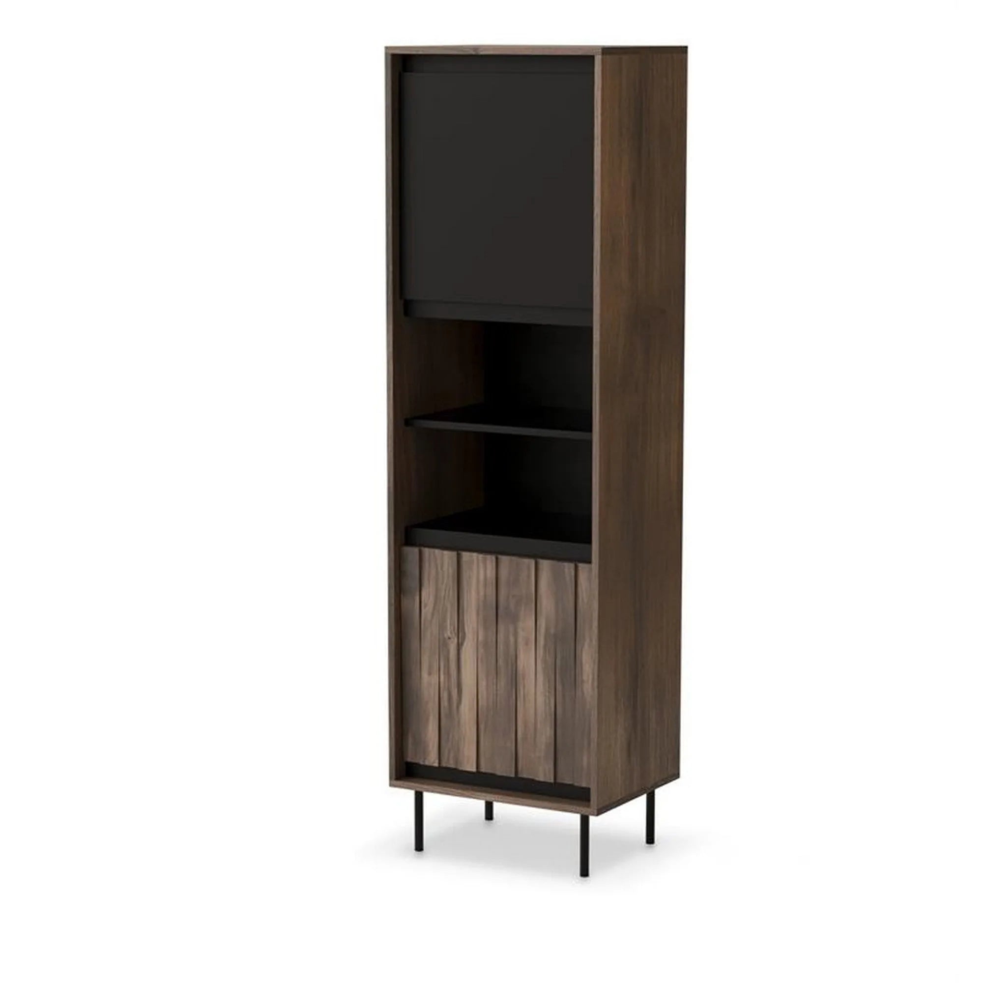 Biblioteca SWING W-1, nuc/negru, PAL laminat/metal, 53x40x179 cm