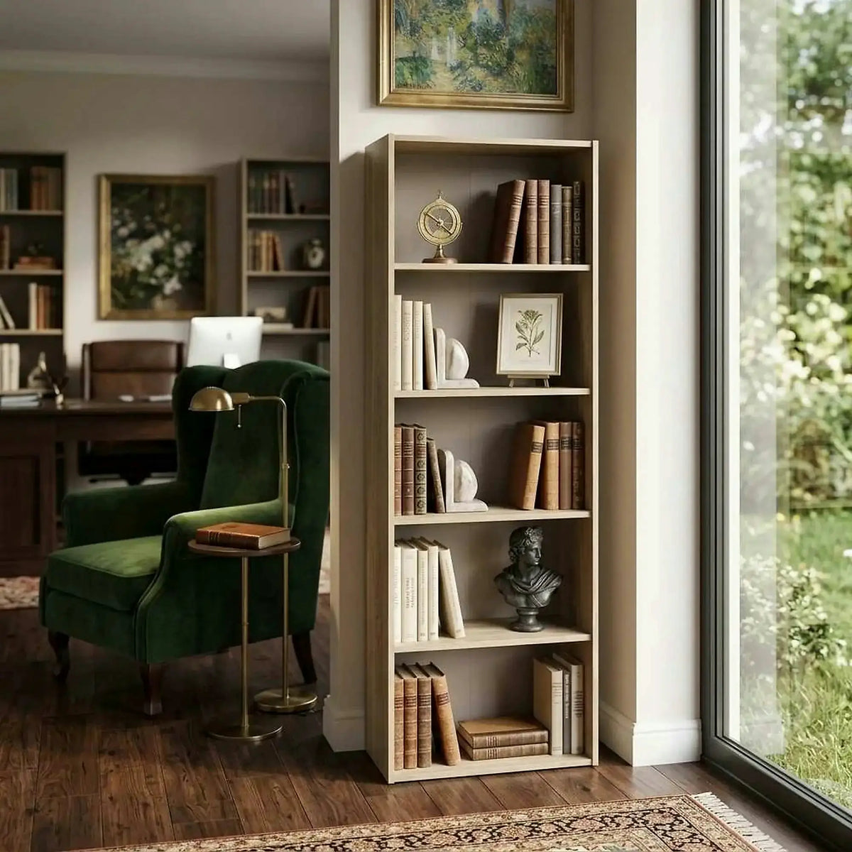 Biblioteca TEMPO ASISTENT NEW 001, stejar sonoma, PAL melaminat, 57x34x175 cm