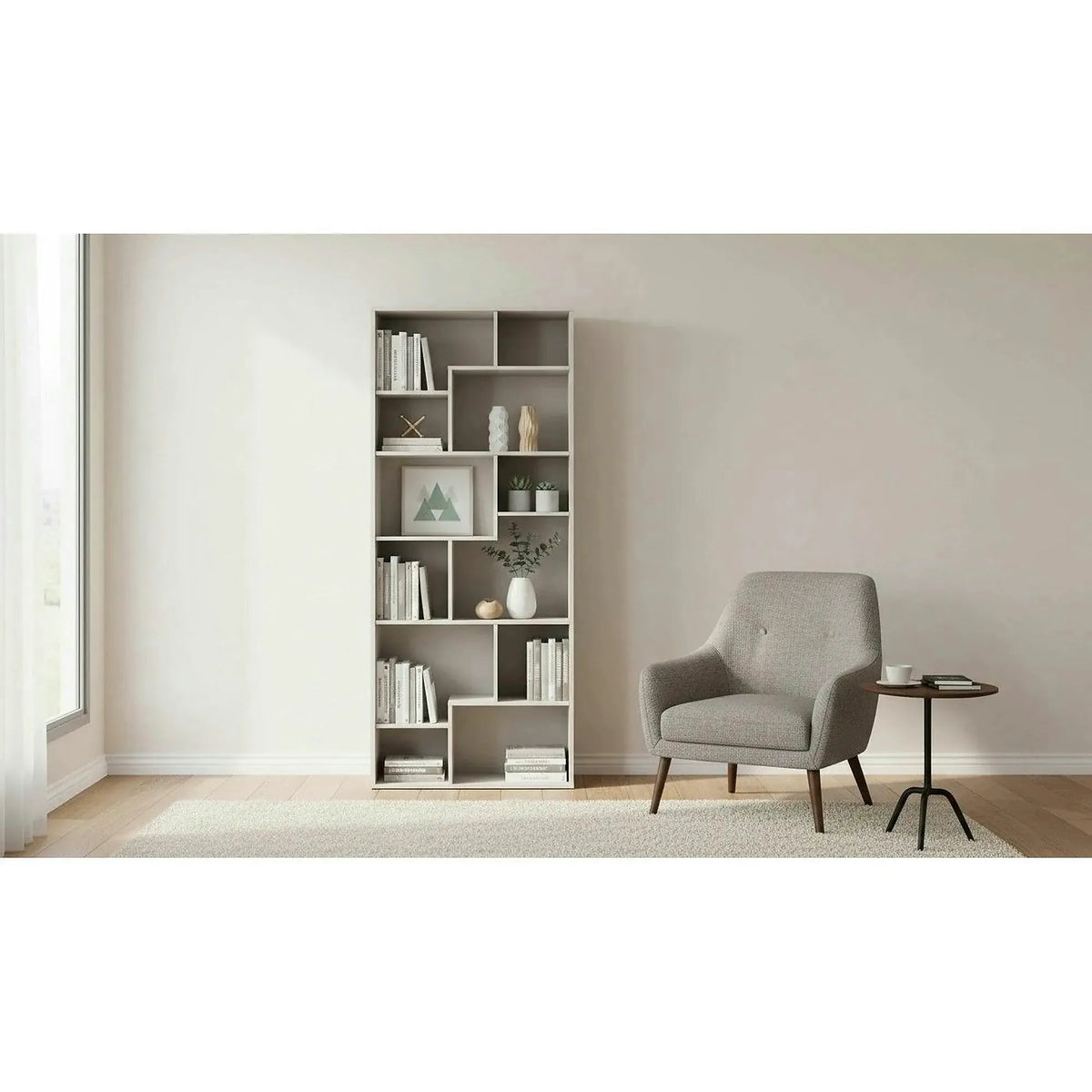Biblioteca TETRIX, casmir, PAL melaminat, 88x34x198 cm