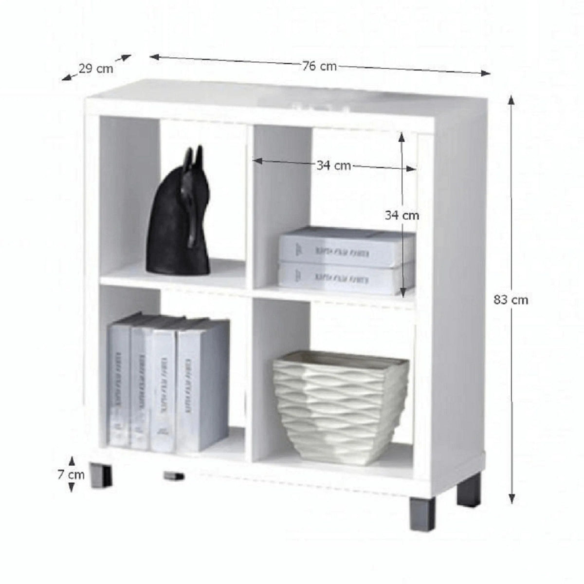 Biblioteca TOFI 2 NEW, alb, PAL melaminat, 76x29x83 cm