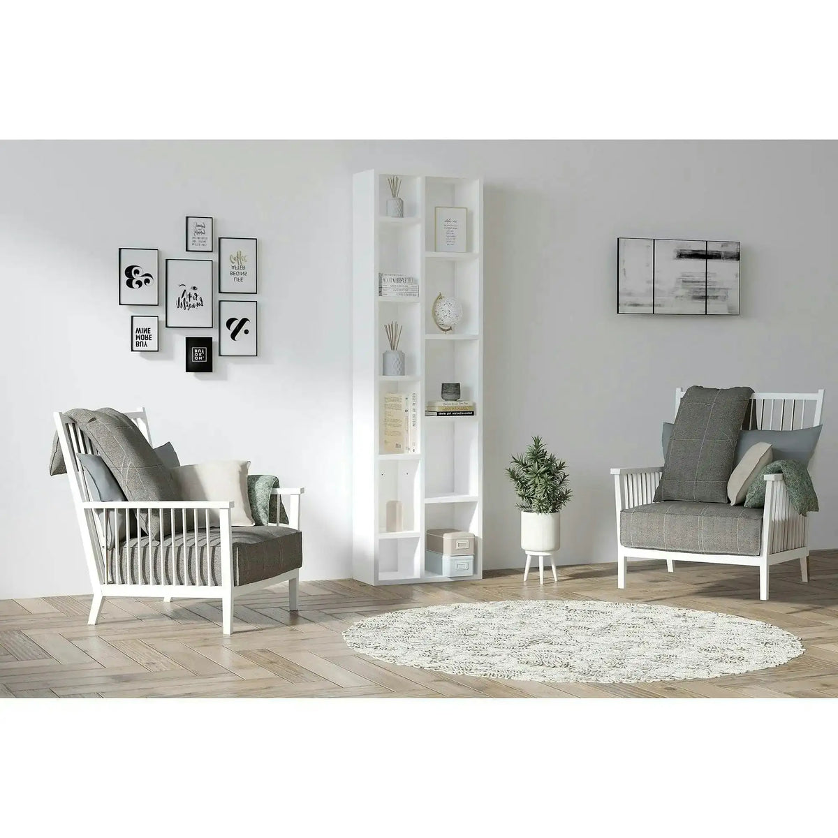 Biblioteca TOMI, alb, 44x20x150 cm