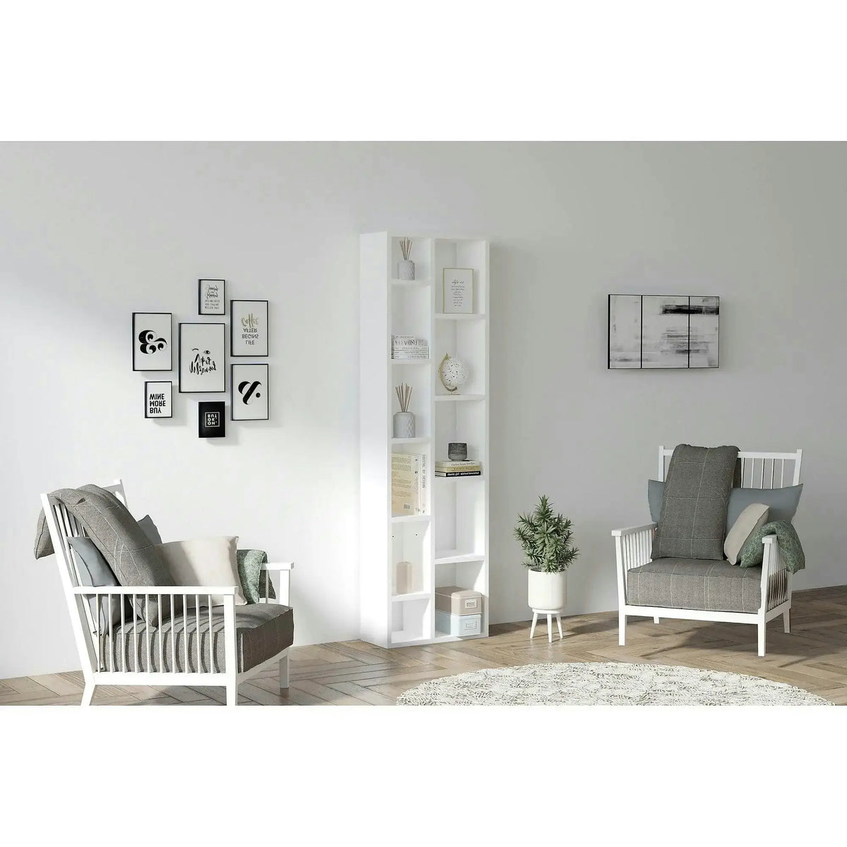 Biblioteca TOMI, alb, 44x20x150 cm