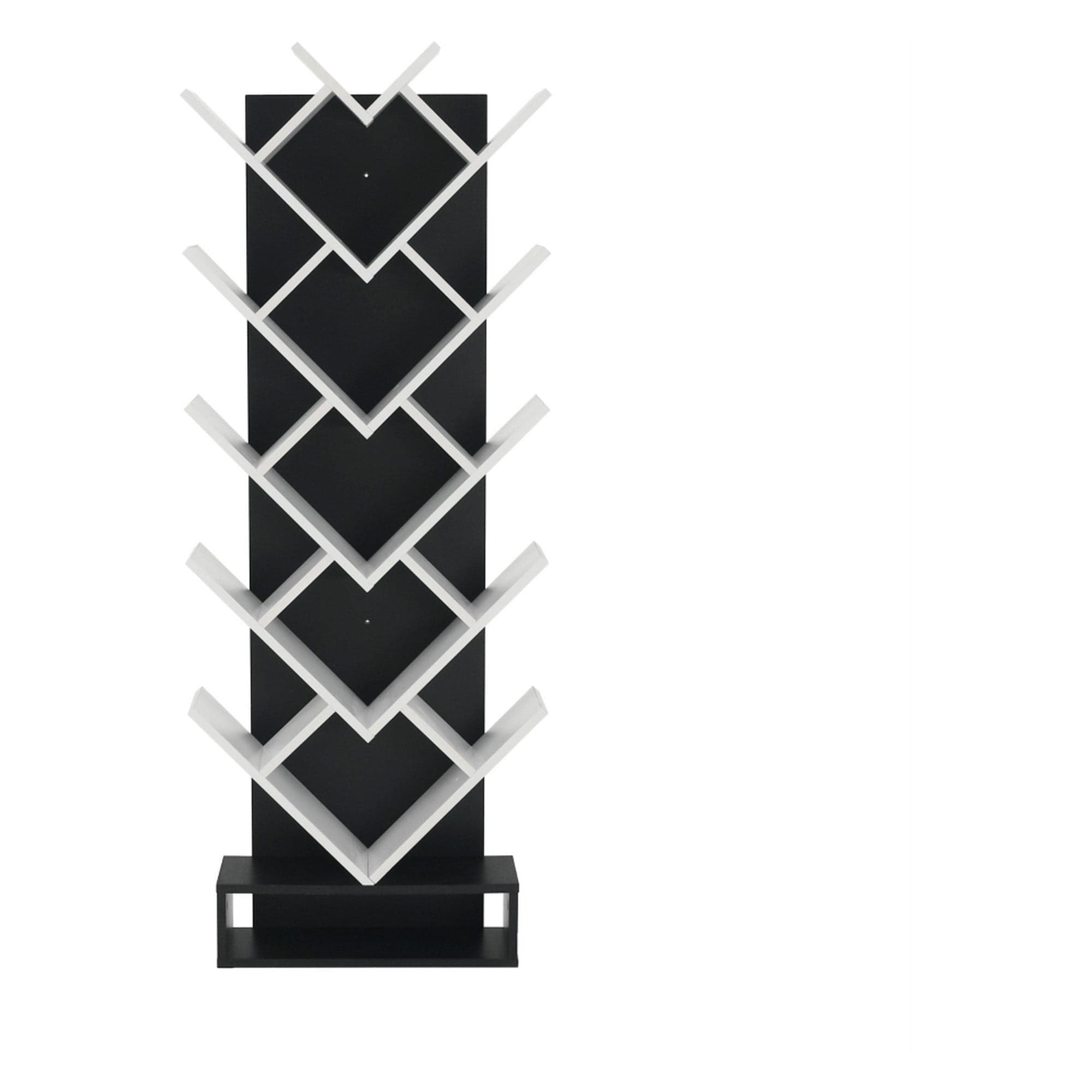 Biblioteca VEVEY, alb/negru, PAL melaminat, 59x22x150 cm