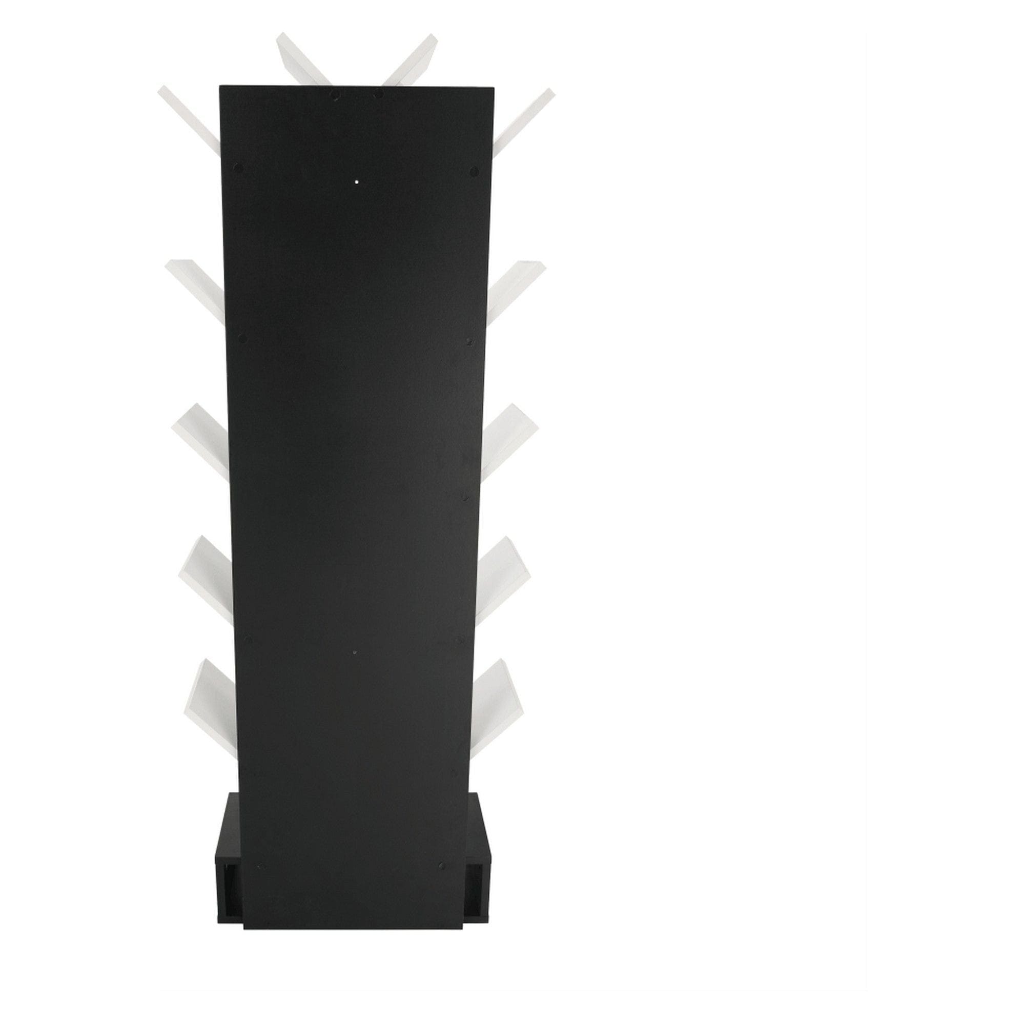 Biblioteca VEVEY, alb/negru, PAL melaminat, 59x22x150 cm