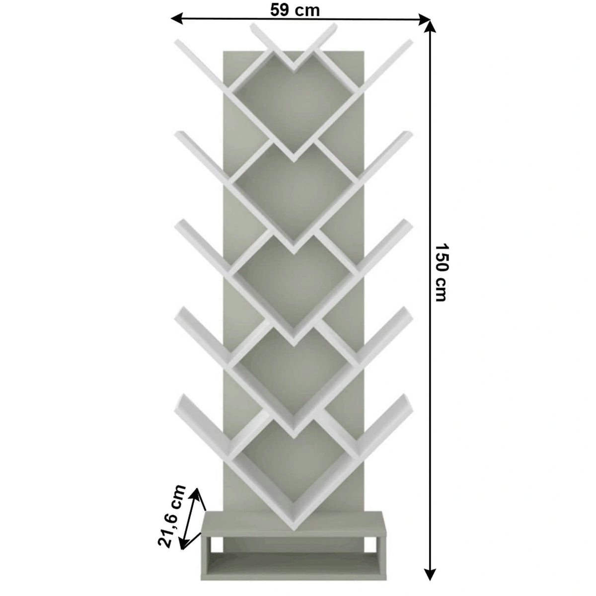 Biblioteca VEVEY, gri/alb, DTD laminat, 59x22x150 cm