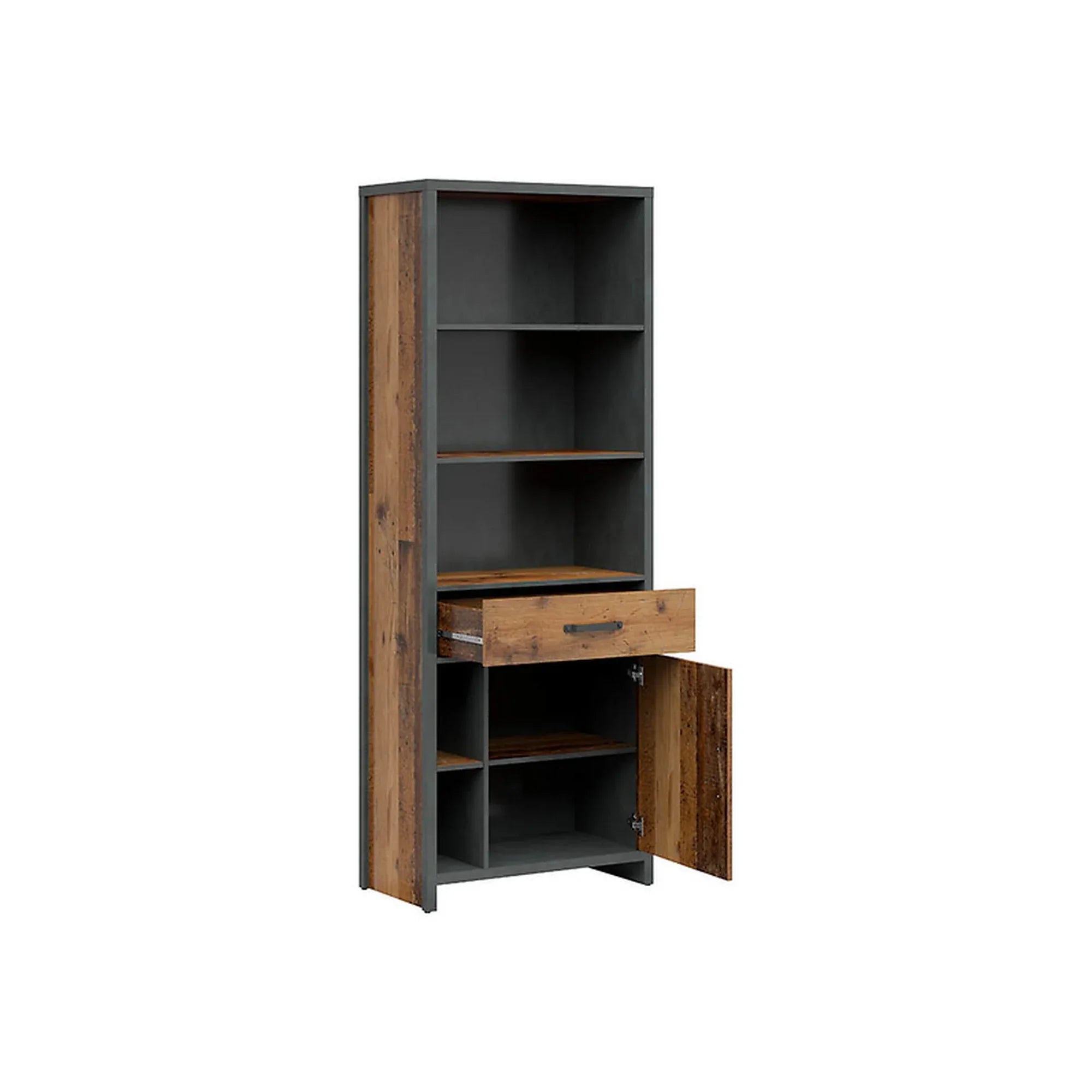 Biblioteca WESTON, maro/gri grafit, PAL, 75x40x201 cm