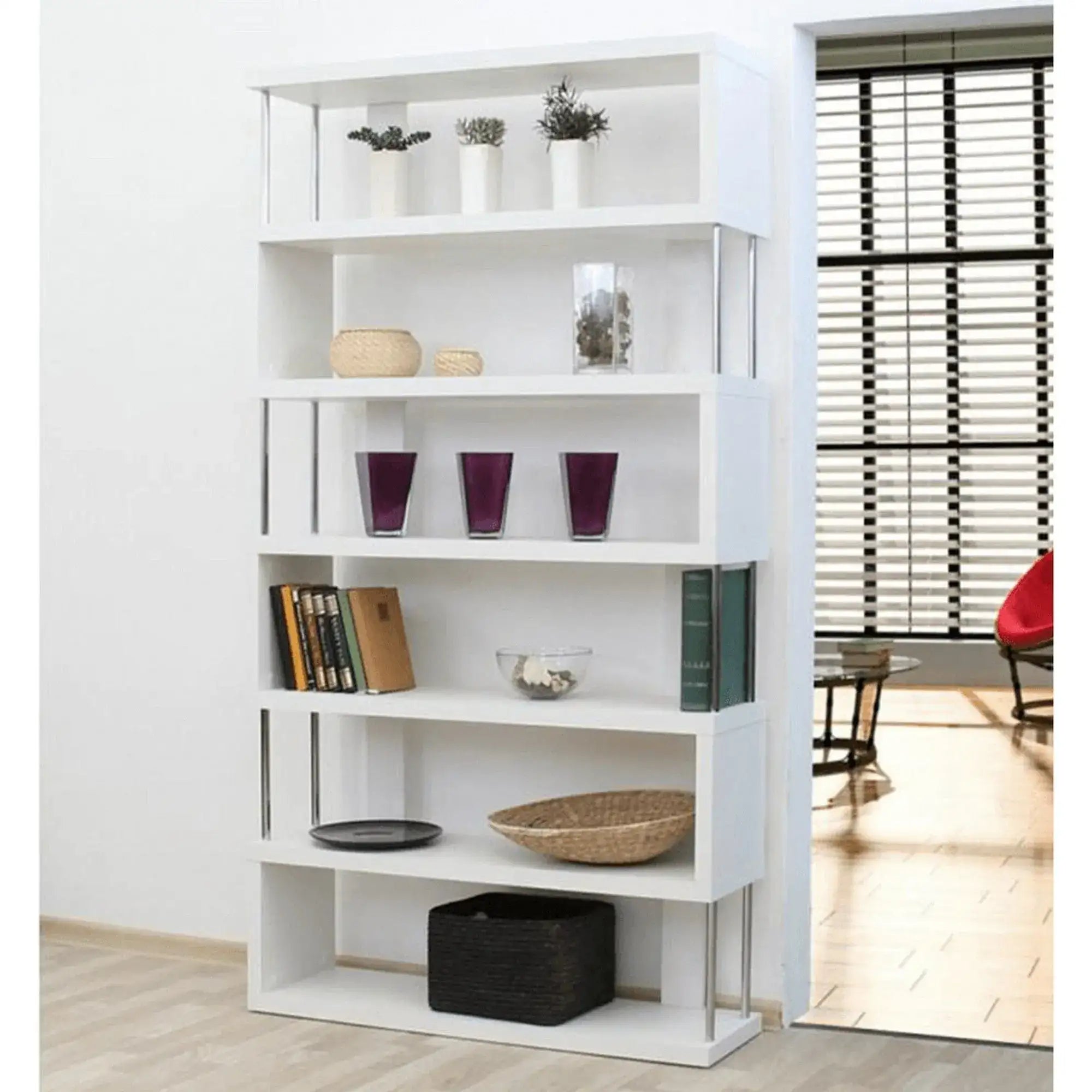 Bilioteca ALIS, alb, PAL melaminat, 110x29x191 cm