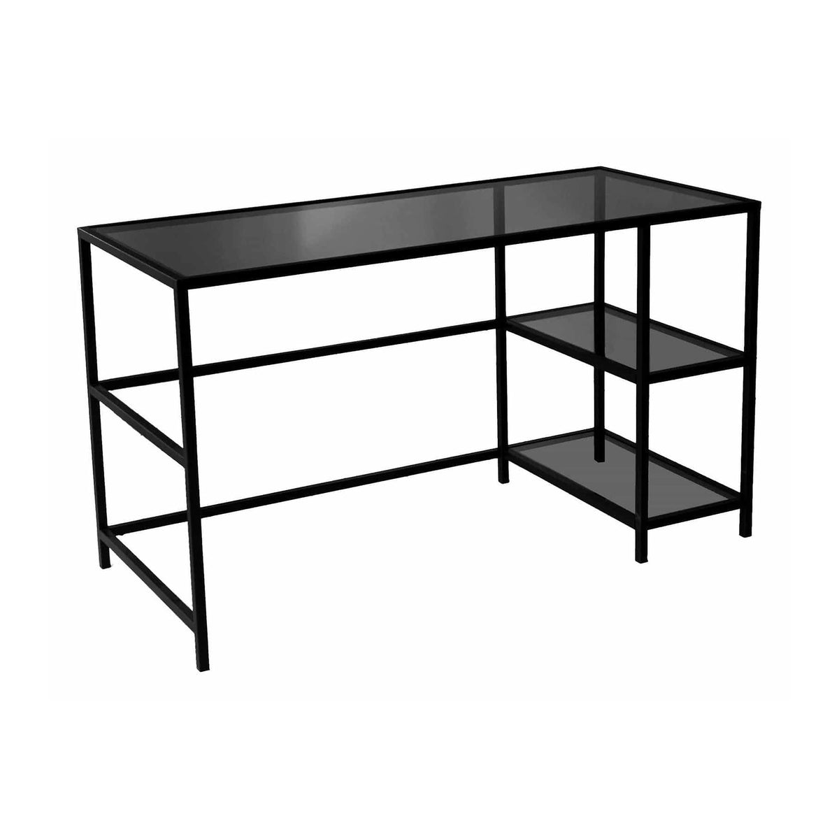 Birou 552NOS1704, negru, sticla/metal, 130x60x75 cm