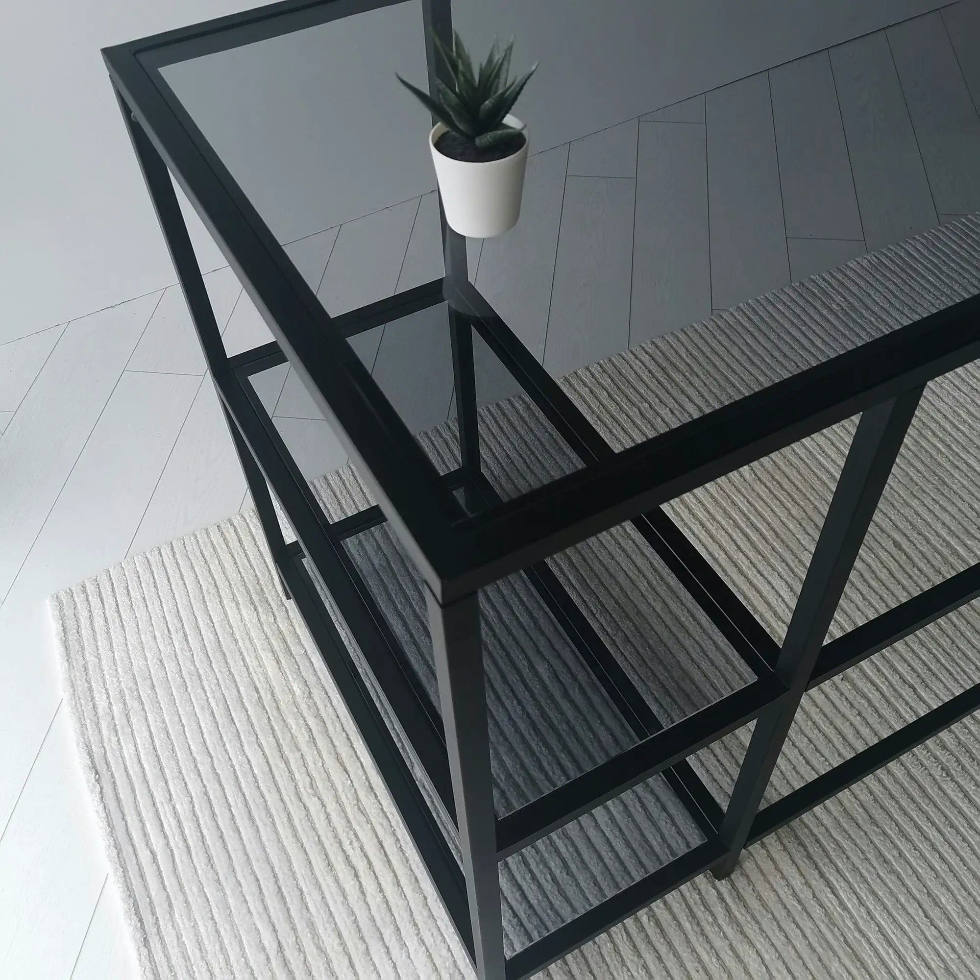 Birou 552NOS1704, negru, sticla/metal, 130x60x75 cm
