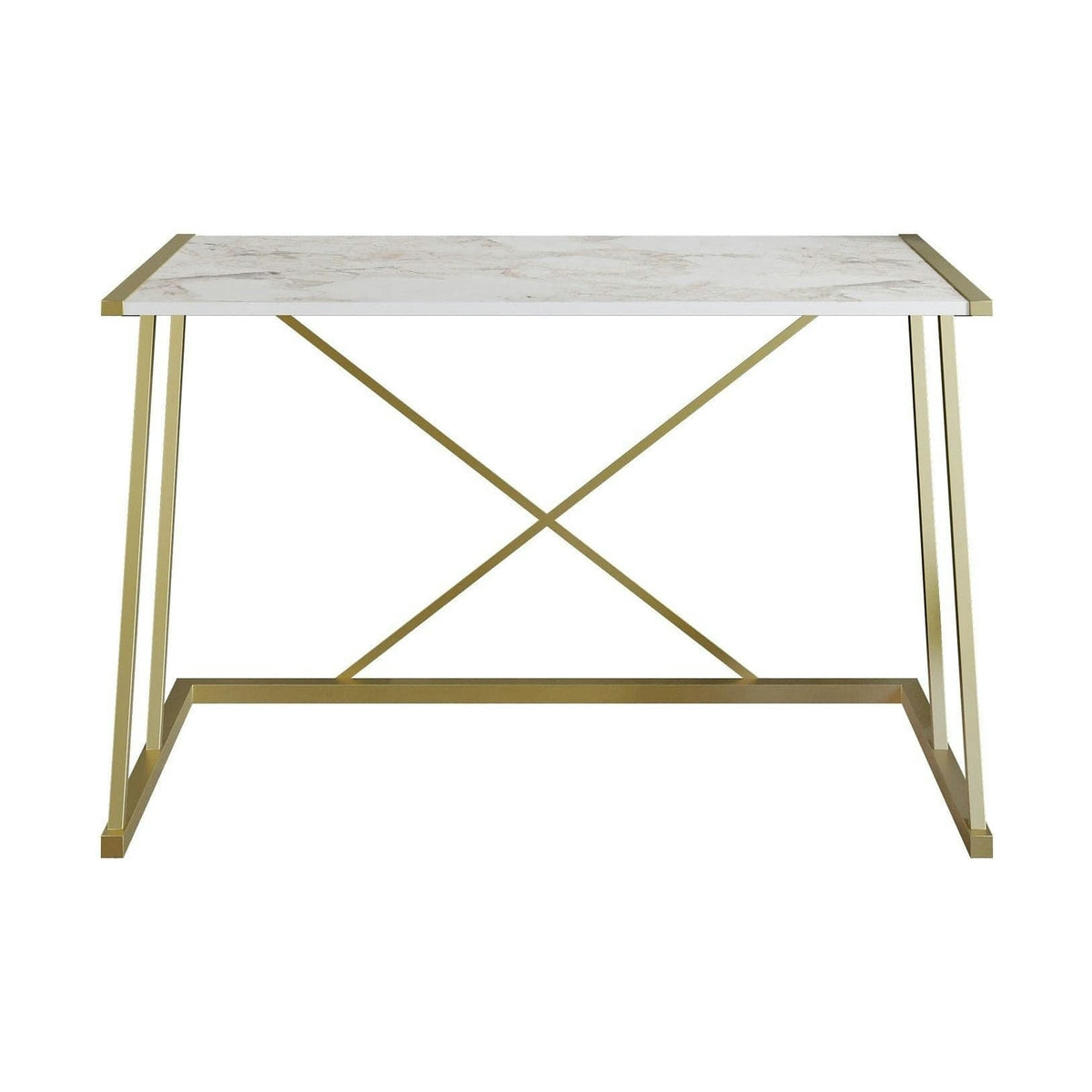 Birou ANEMON, alb/auriu, PAL melaminat/metal, 120x60x75 cm