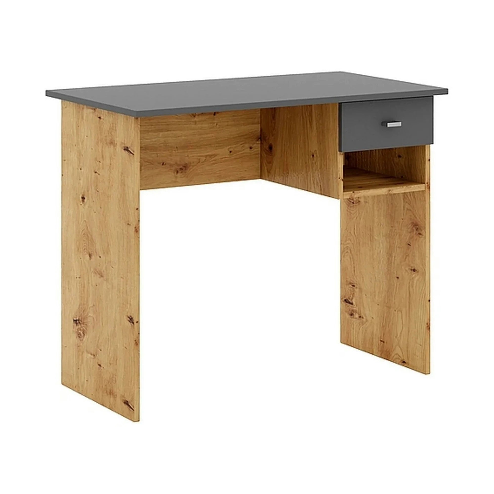 Birou B-011, stejar/gri antracit, PAL laminat, 90x50x74 cm