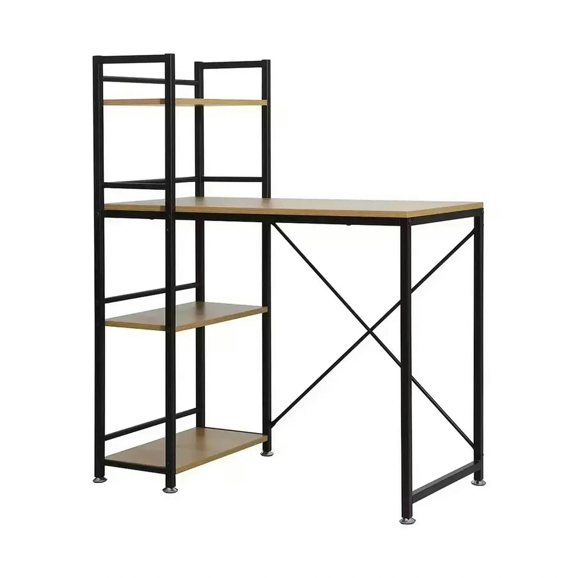 Birou B-036, stejar/negru, PAL/metal, 90x50x76/114 cm