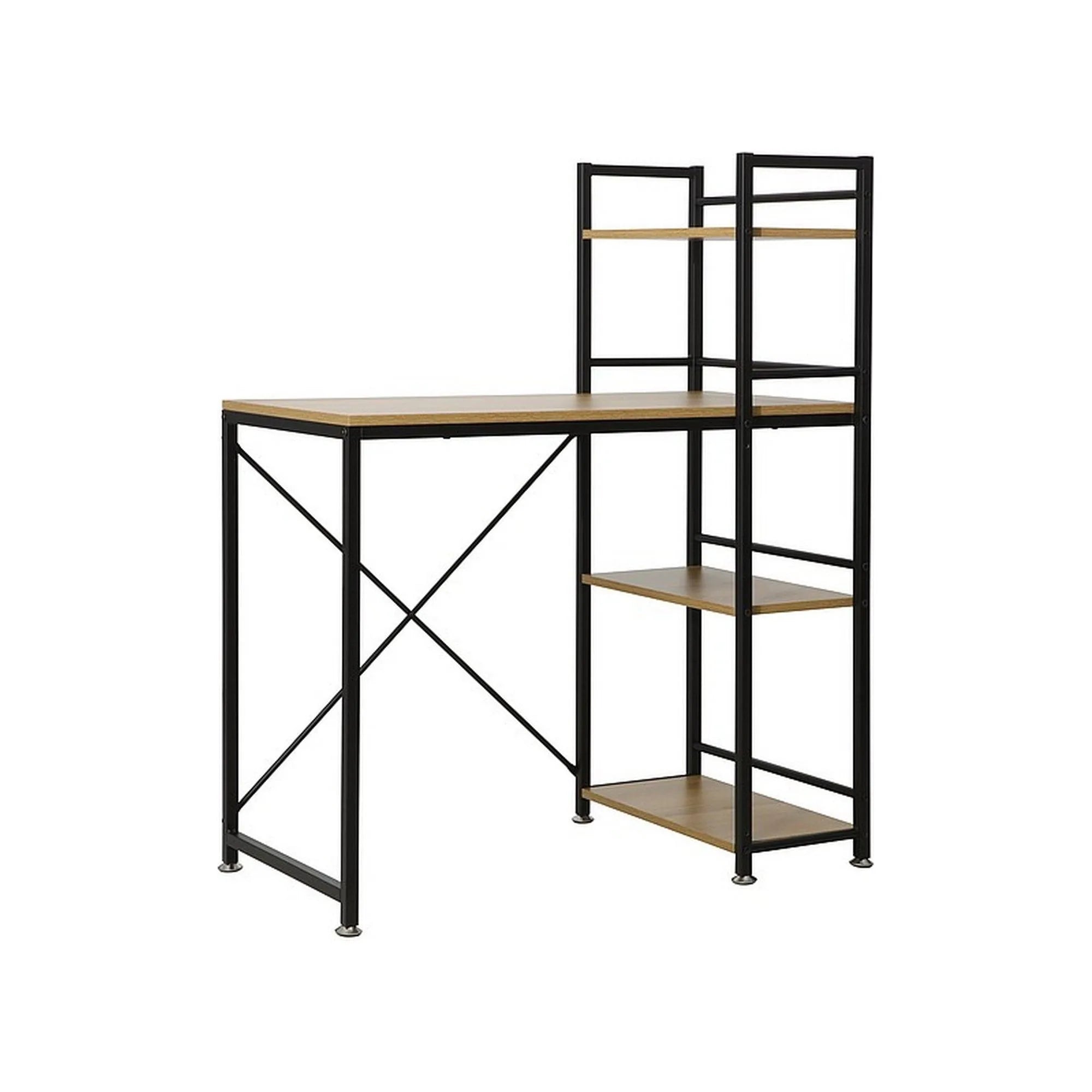 Birou B-036, stejar/negru, PAL/metal, 90x50x76/114 cm