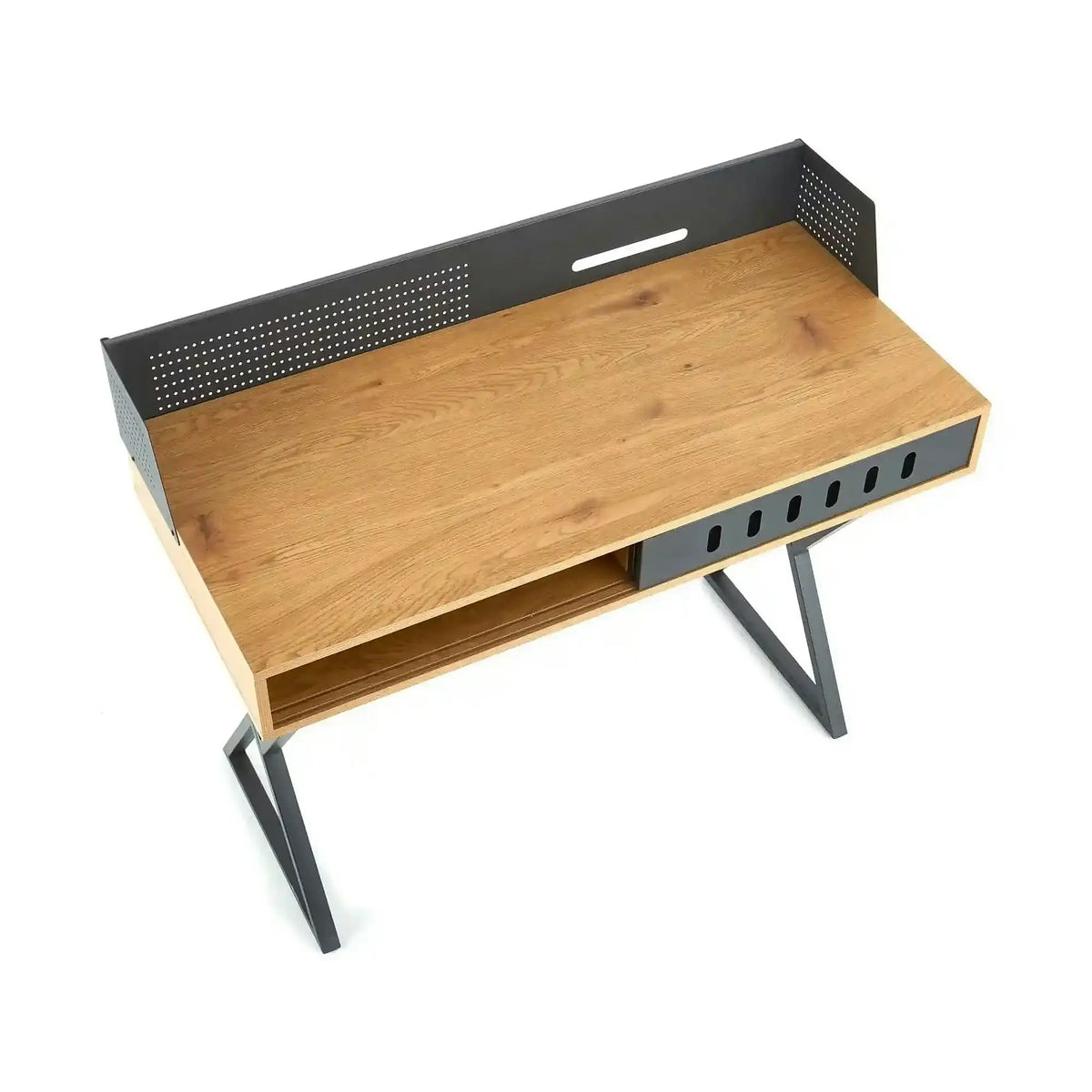 Birou B43, stejar/negru, 110x51x90 cm
