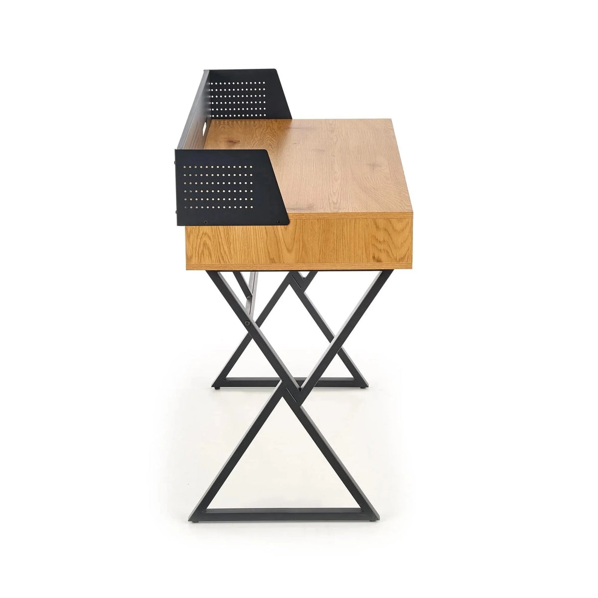 Birou B43, stejar/negru, 110x51x90 cm