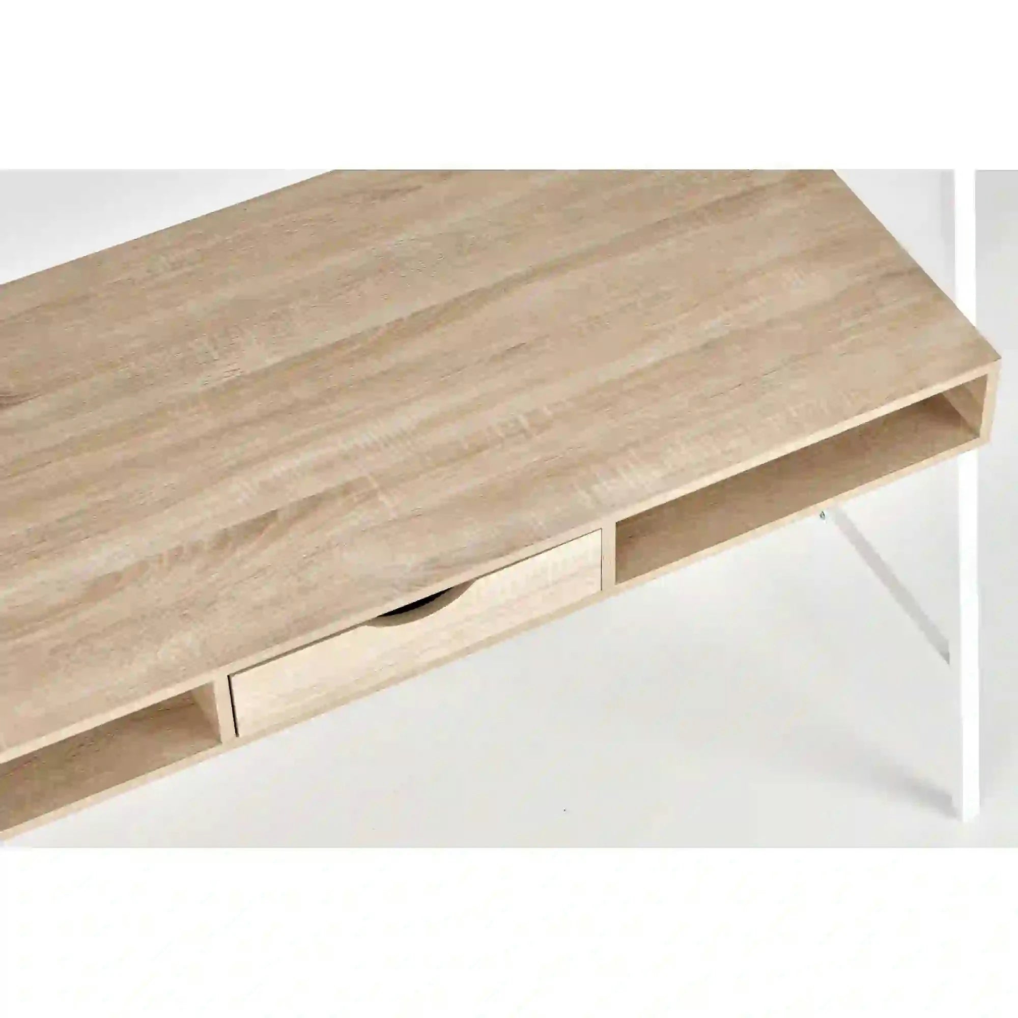 Birou B48, stejar sonoma/alb, furnir melaminat/metal, 139x60x140 cm