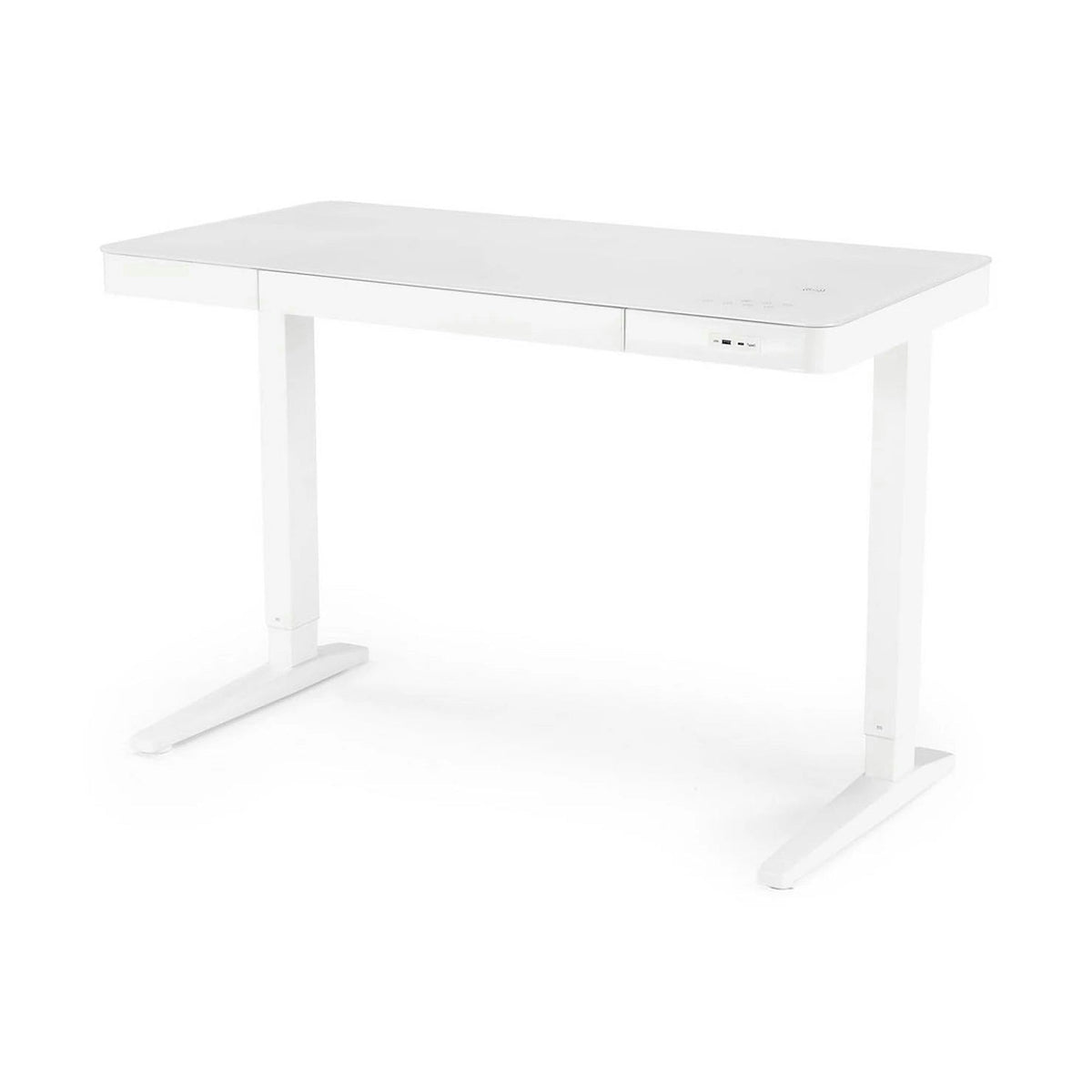 Birou B52, alb, sticla/metal, 120x60x77/120 cm
