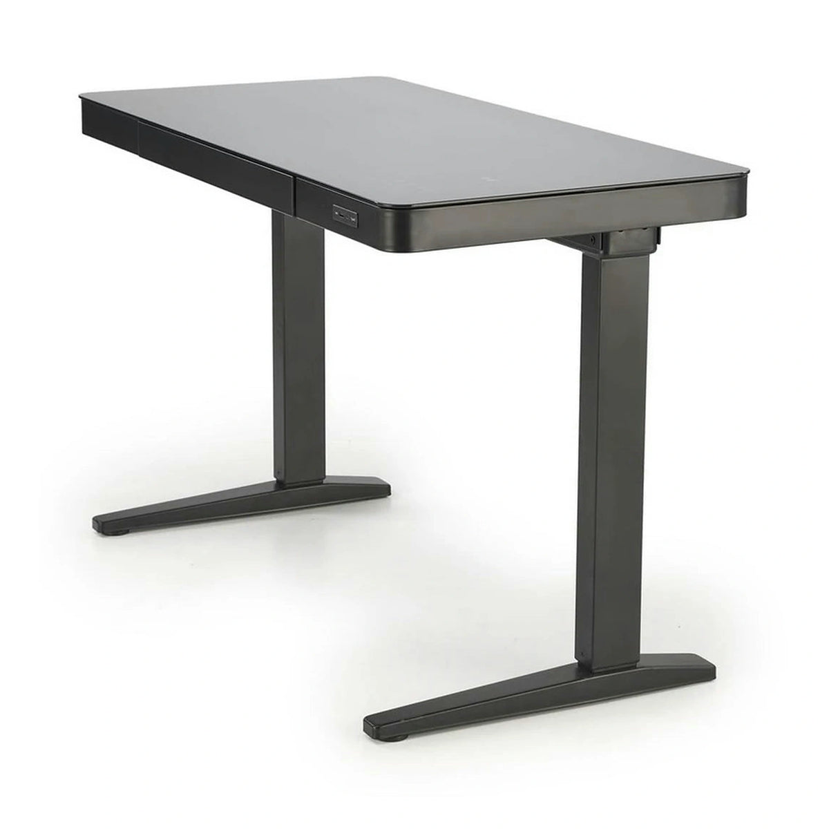 Birou B52, negru, sticla/metal, 120x60x77/120 cm