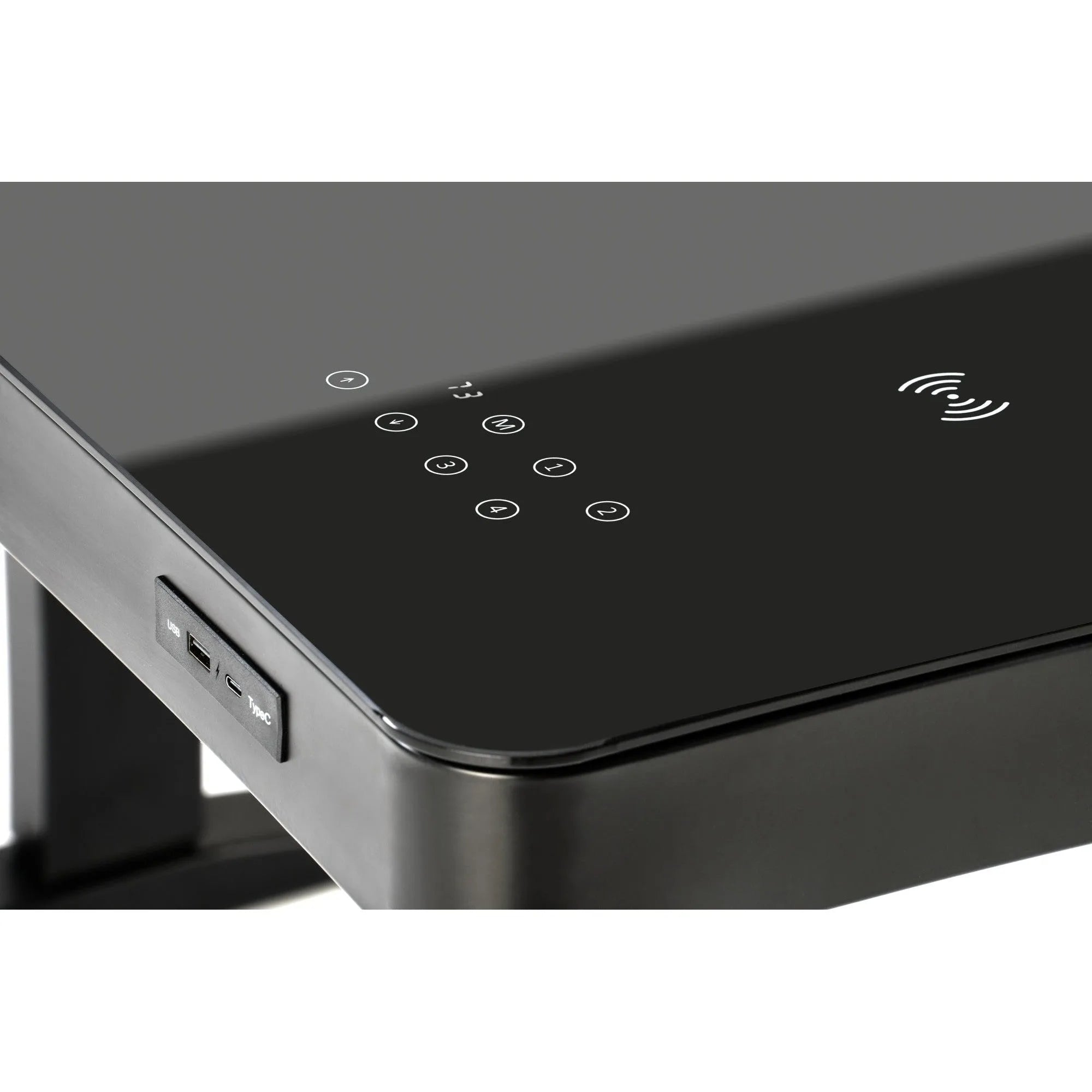 Birou B52, negru, sticla/metal, 120x60x77/120 cm