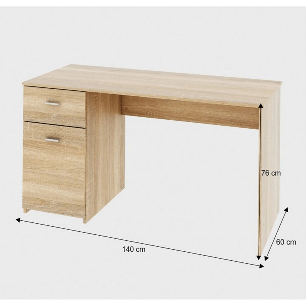 Birou BANY, stejar sonoma, DTD laminat, 140x60x76 cm