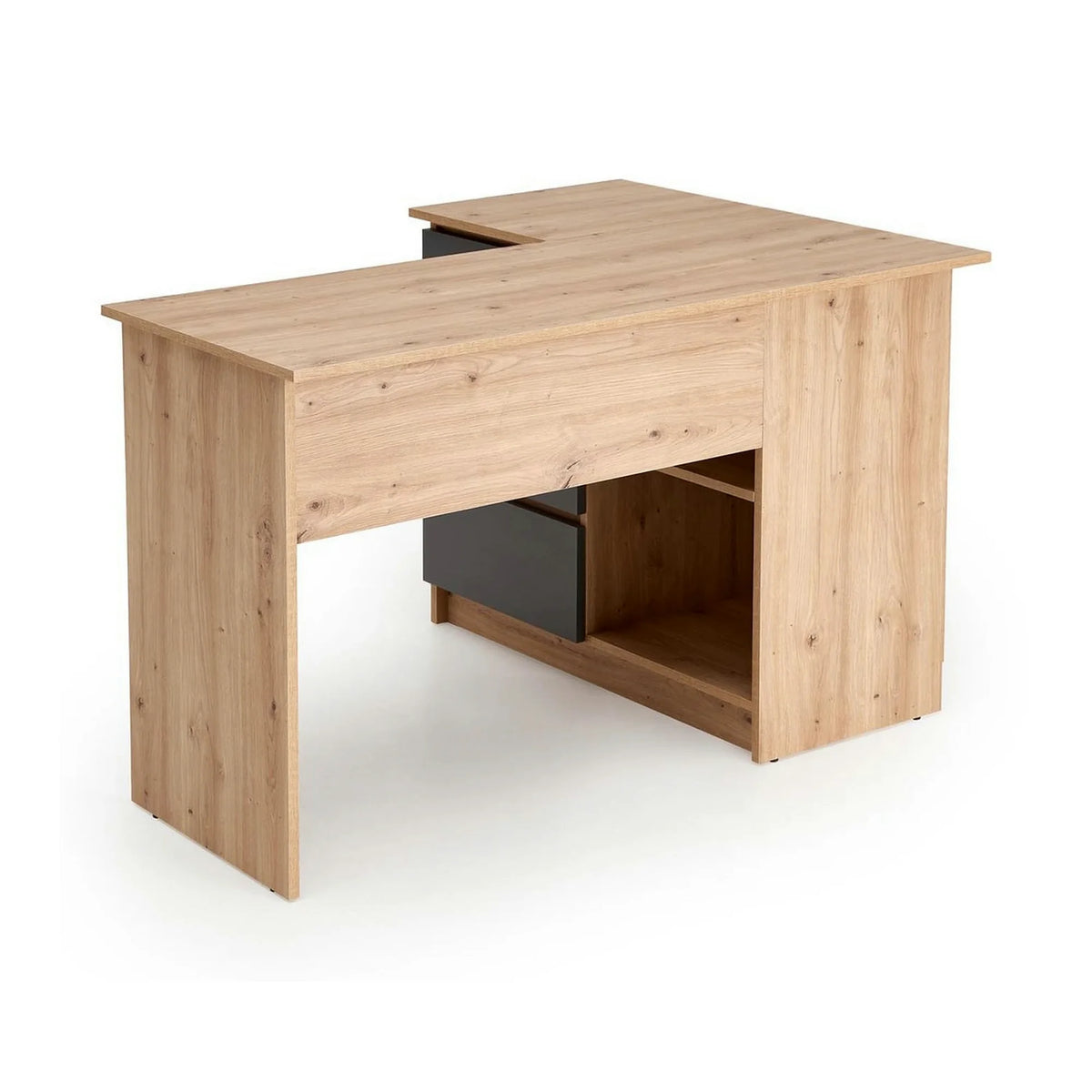 Birou BEGA, stejar artisan/gri grafit, PAL laminat, 124x85x76 cm
