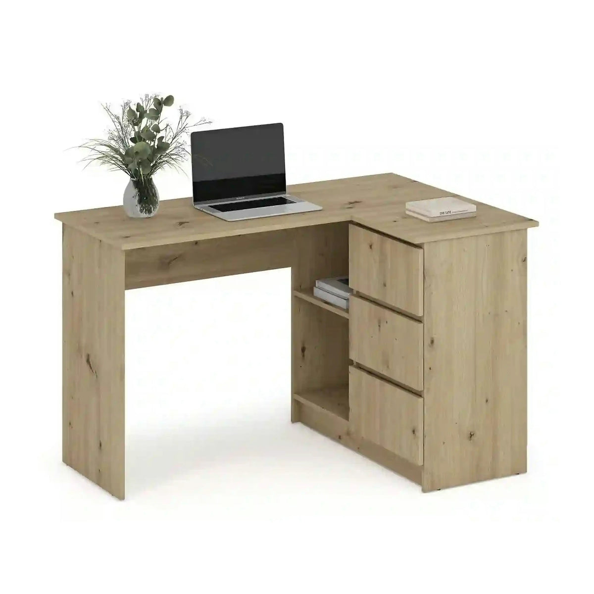 Birou BEGA, stejar artisan, PAL laminat, 124x85x76 cm