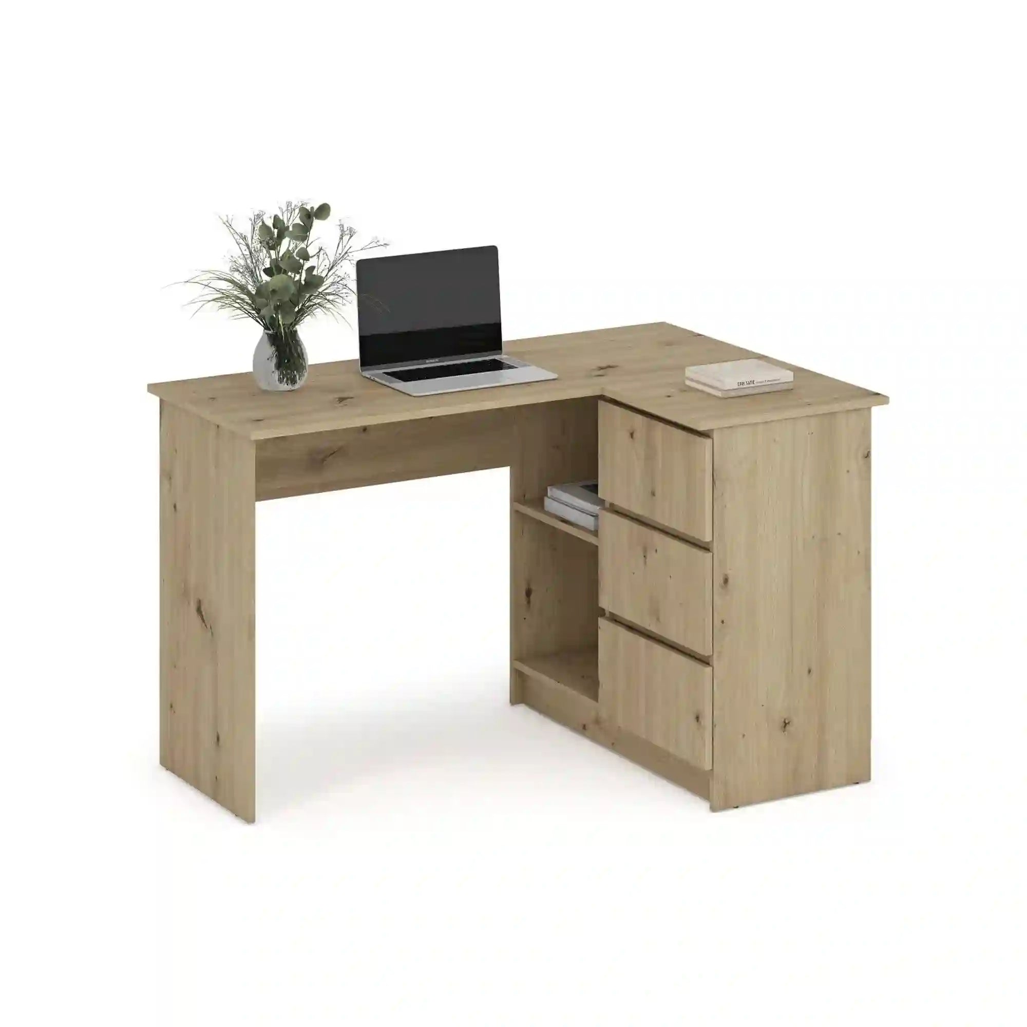 Birou BEGA, stejar artisan, PAL laminat, 124x85x76 cm