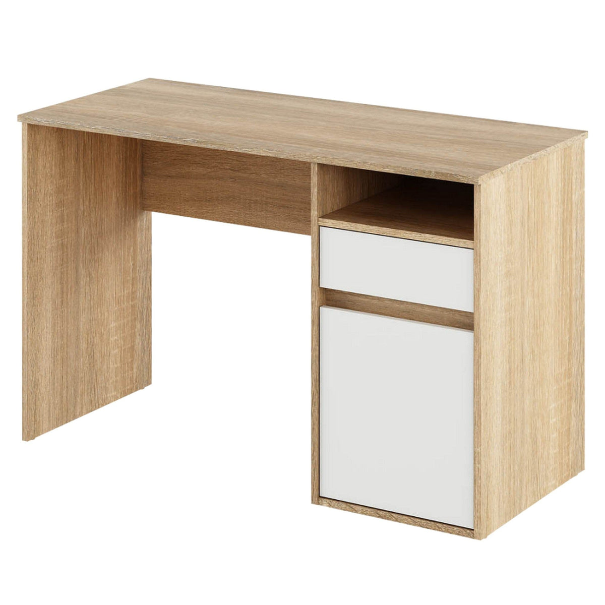 Birou BILI NEW, stejar sonoma/alb, DTD laminat, 120x53x75.5 cm