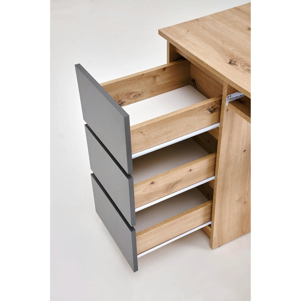 Birou CINO, stejar artisan/gri grafit, PAL laminat, 120x50x77 cm