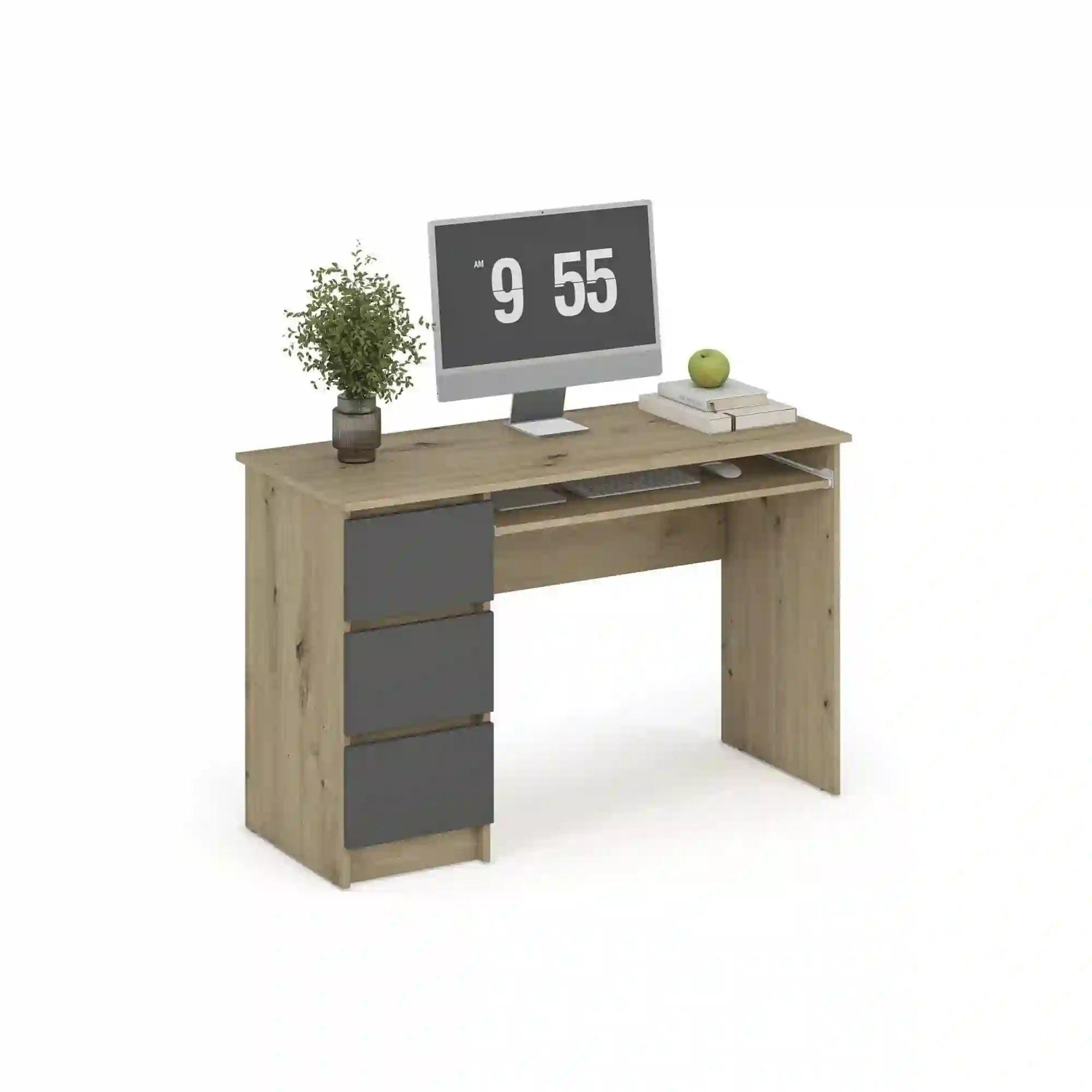 Birou CINO, stejar artisan/gri grafit, PAL laminat, 120x50x77 cm