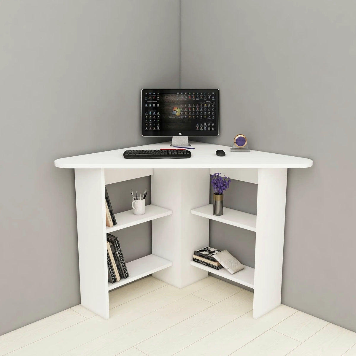 Birou CORNER, alb, PAL melaminat, 80x80x74 cm