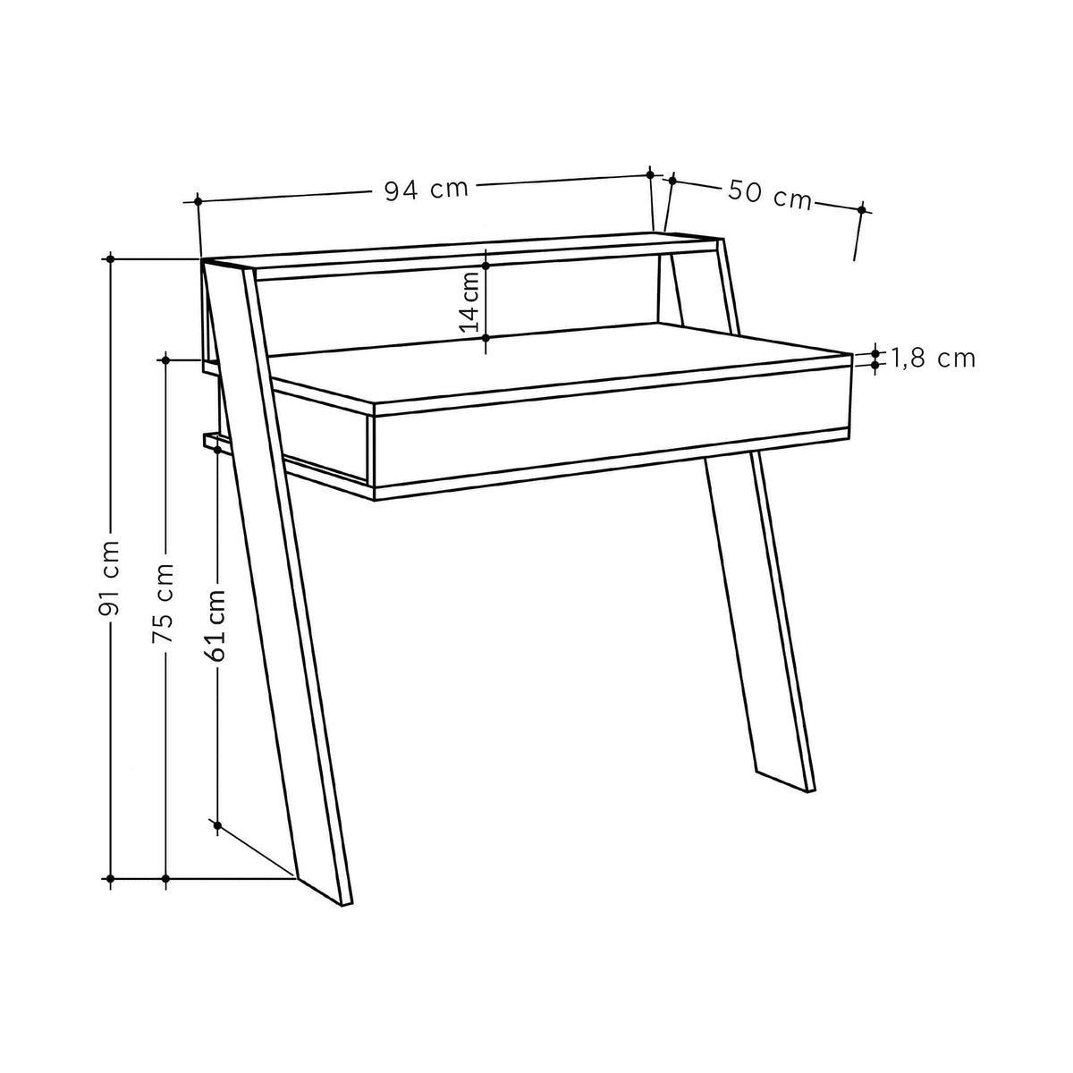 Birou COWORK, gri, PAL melaminat, 94x50x91 cm