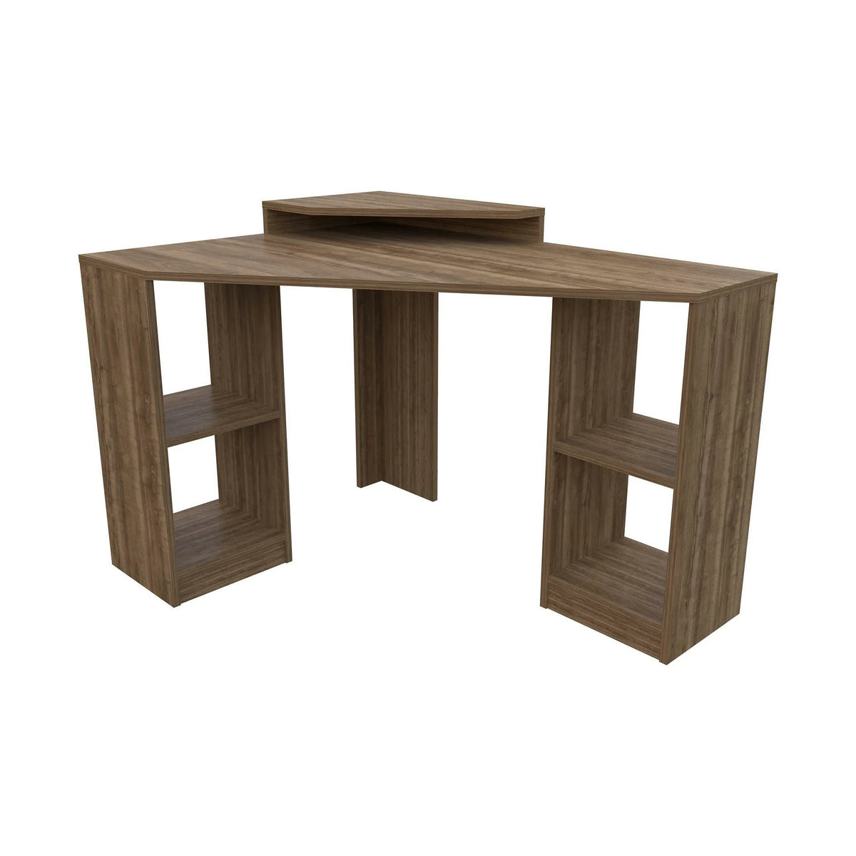 Birou de colt FLOATING, nuc inchis, PAL melaminat, 120x90x77 cm