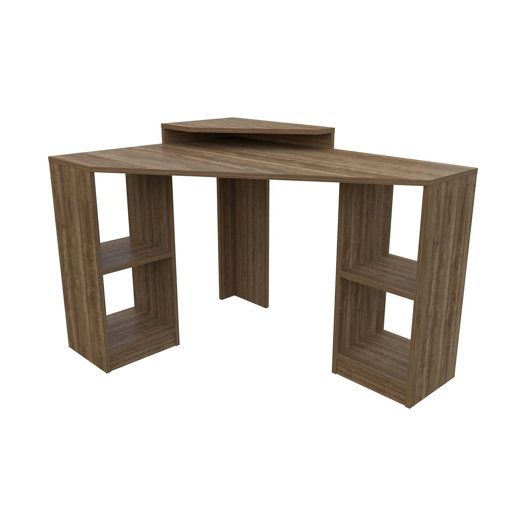 Birou de colt FLOATING, nuc inchis, PAL melaminat, 120x90x77 cm